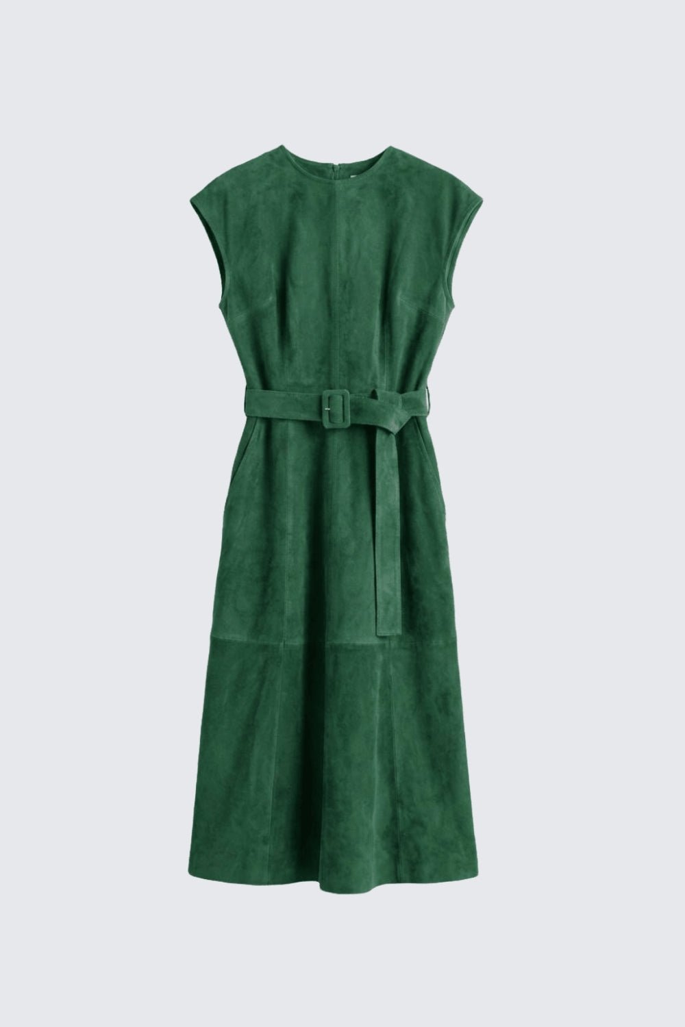 NICOLE DRESS PEACOCK GREEN SUEDE