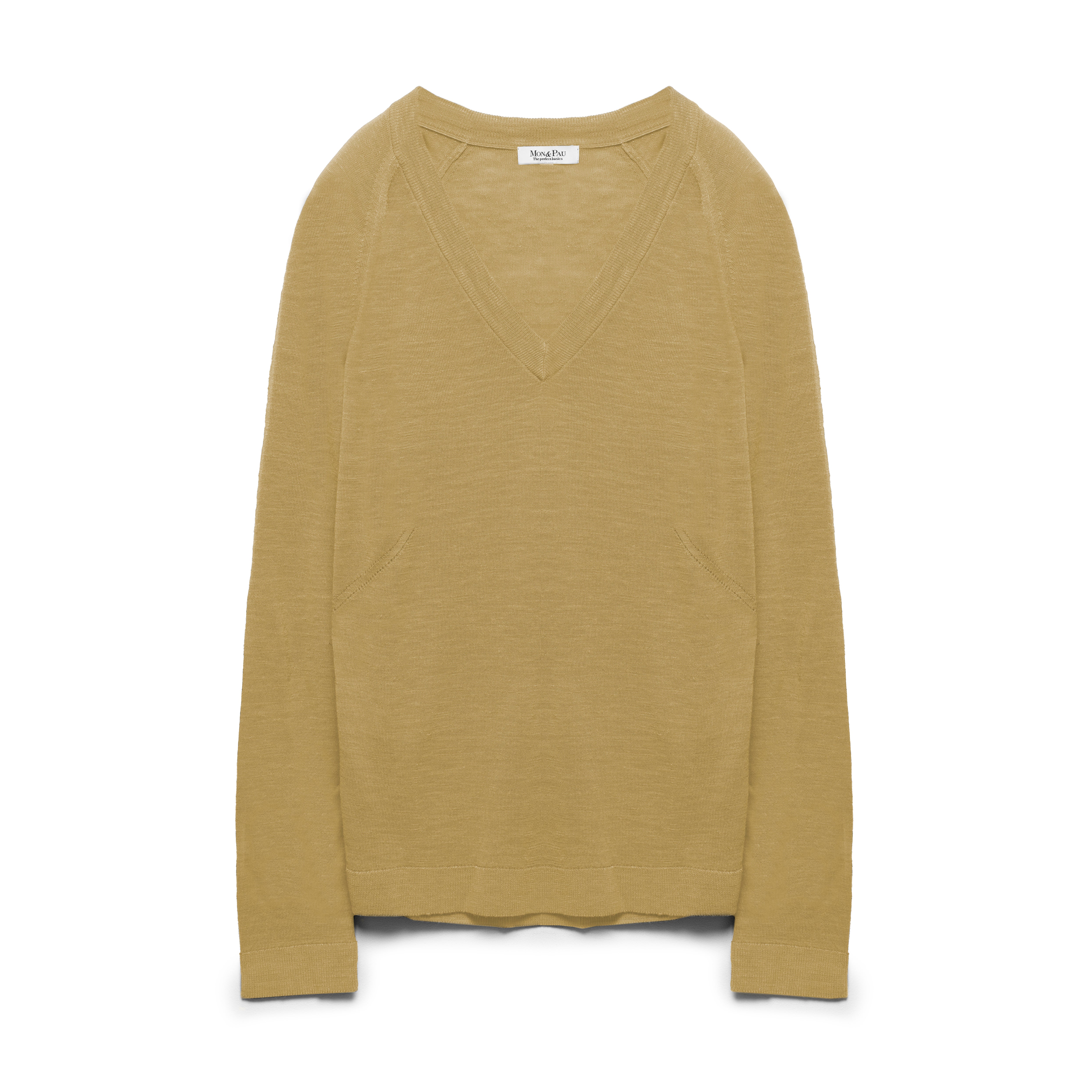 LONG SLEEVE V-NECK PALE PINEAPPL LINEN