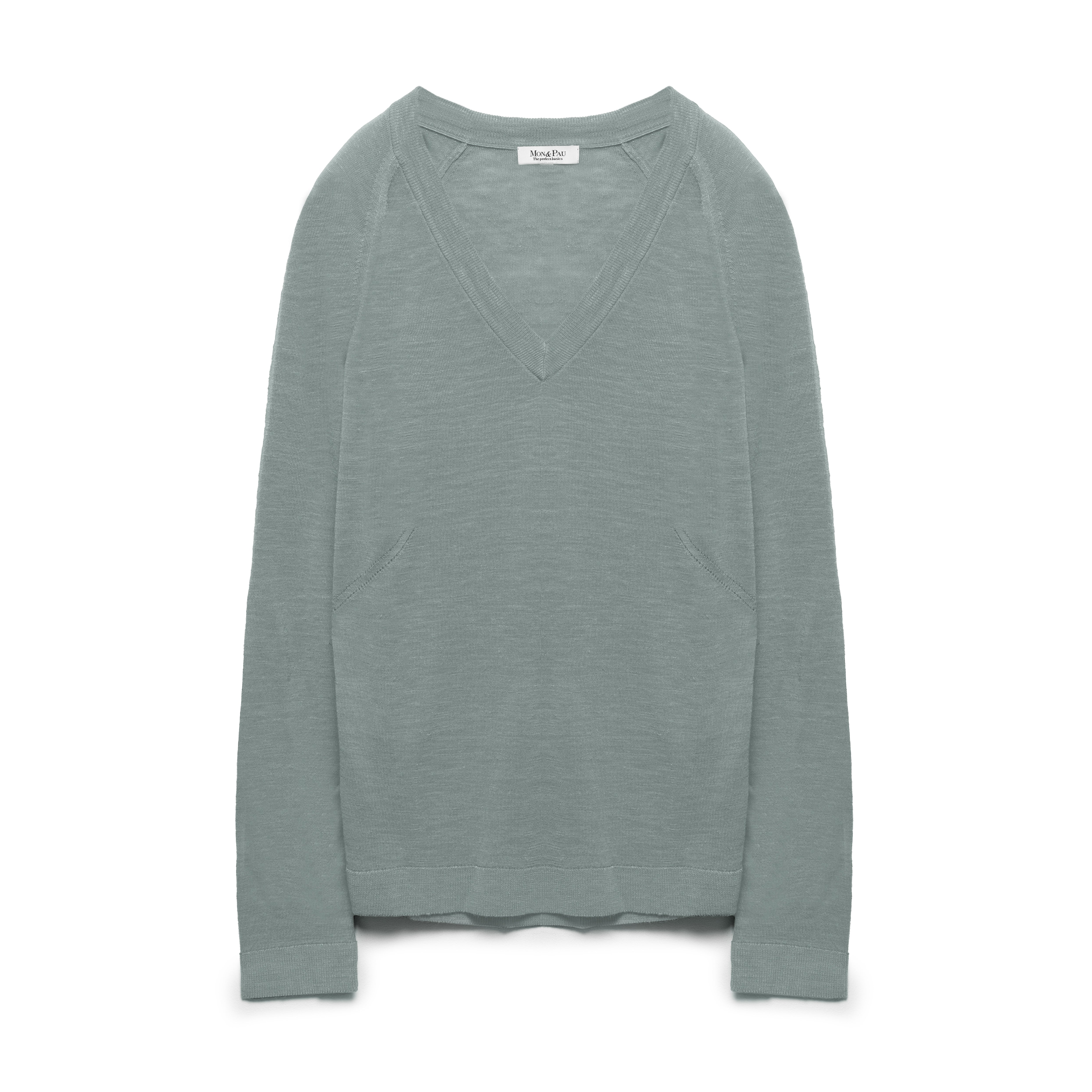 LONG SLEEVE V-NECK STEEL LINEN