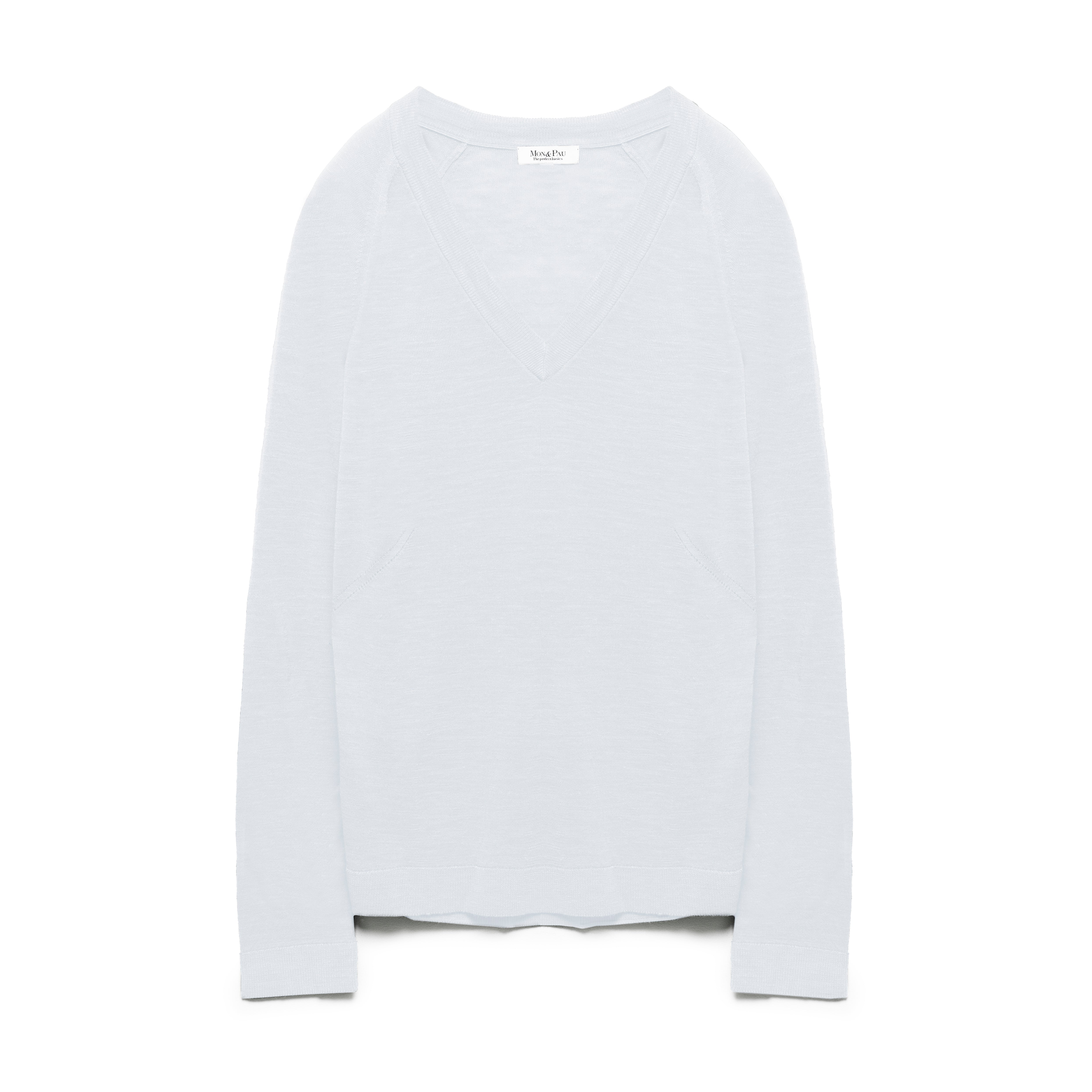 Long Sleeve V-Neck White T-Shirt