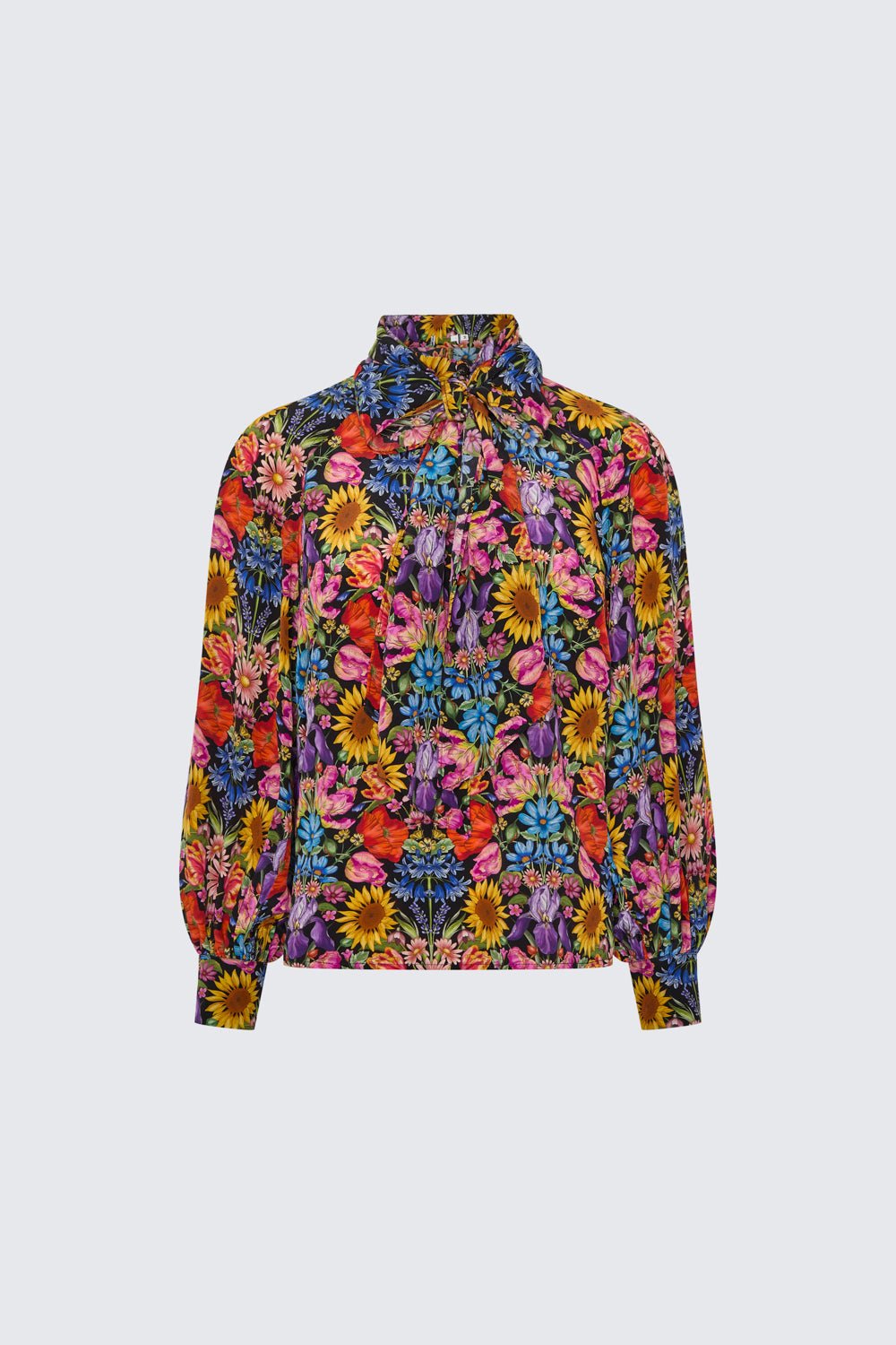 BOW SHIRT FLORAL MUSE BLACK
