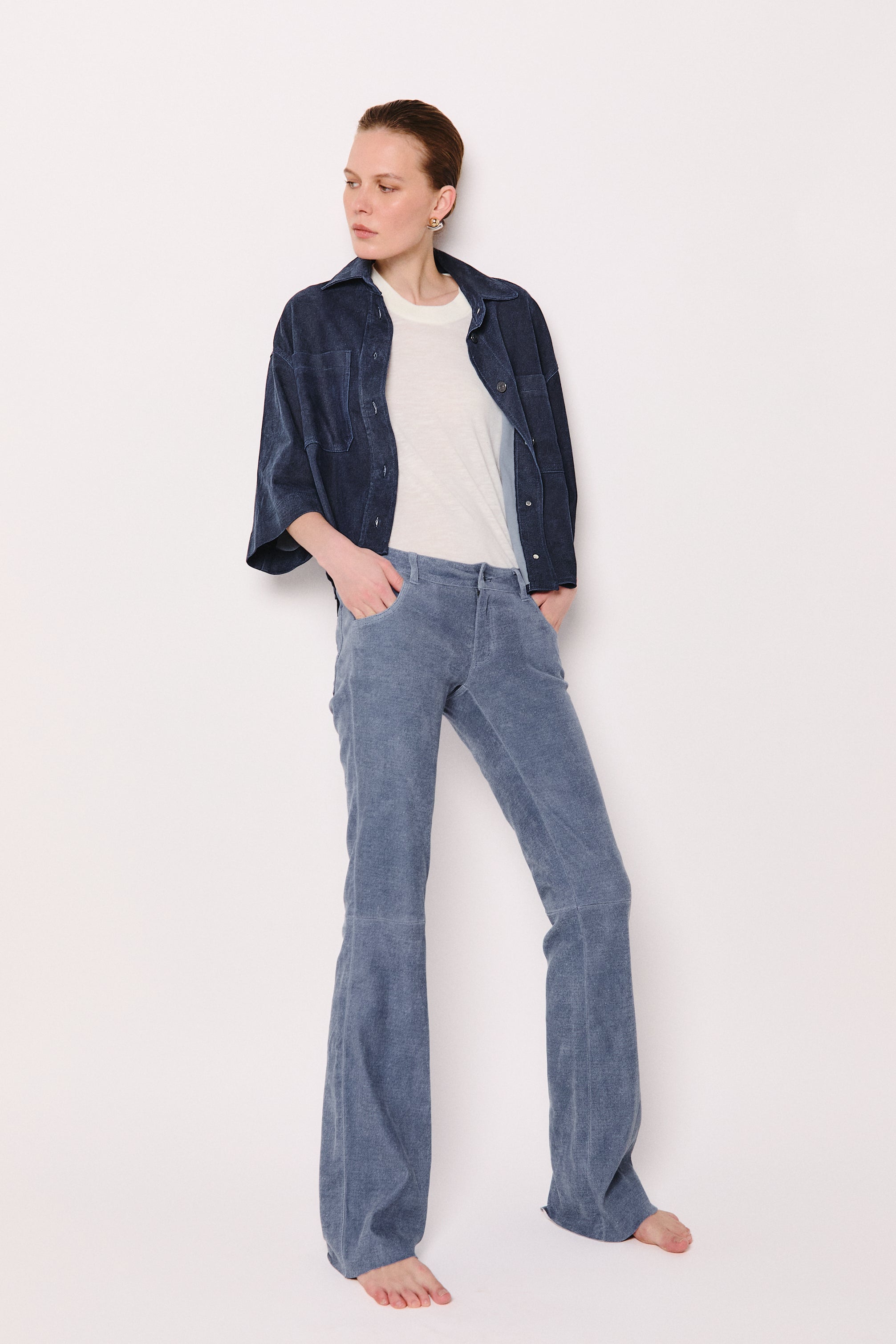 LULU SHIRT NAVY SUEDE LIGHT