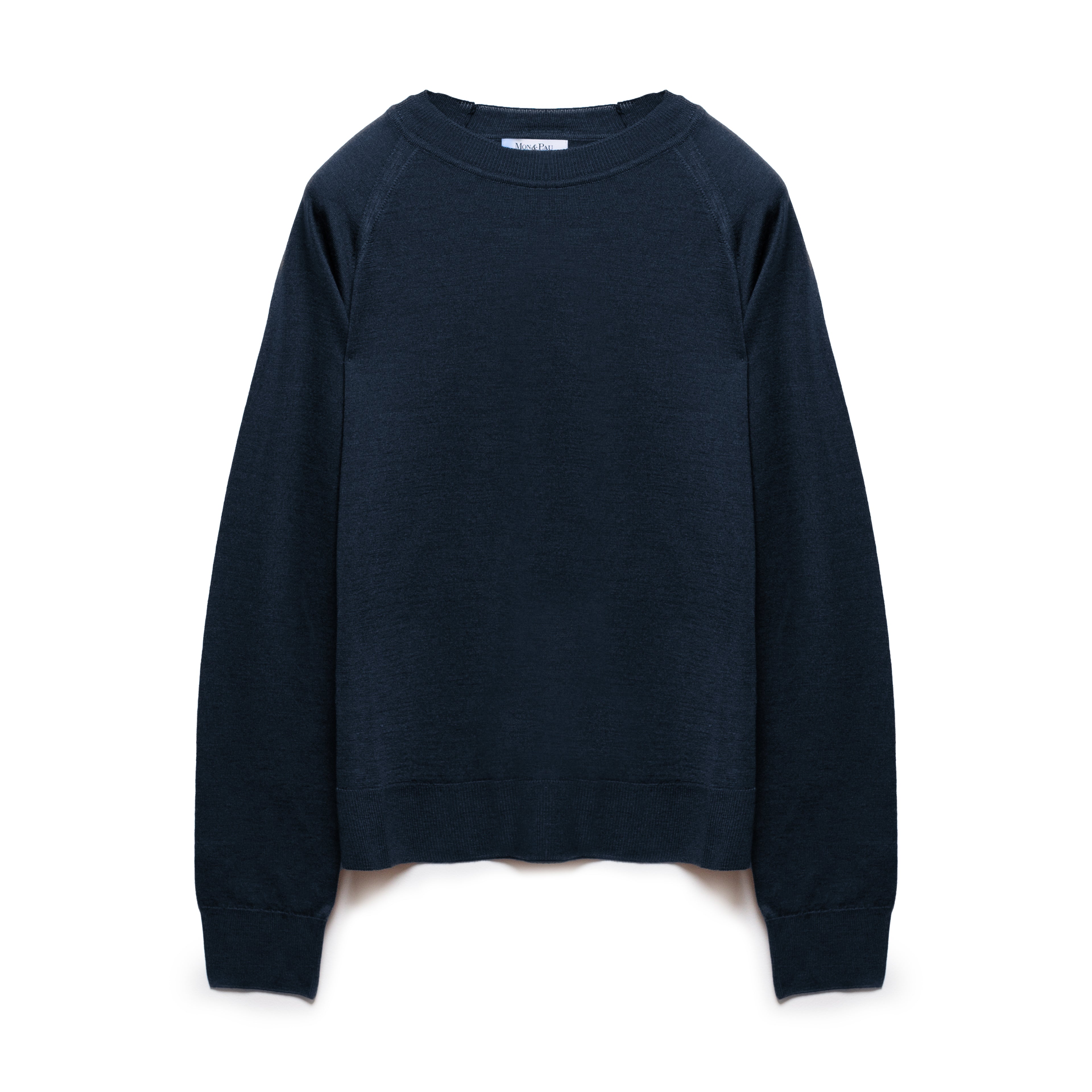 CREW NECK SWEATER TRUE NAVY WOOL AND SILK