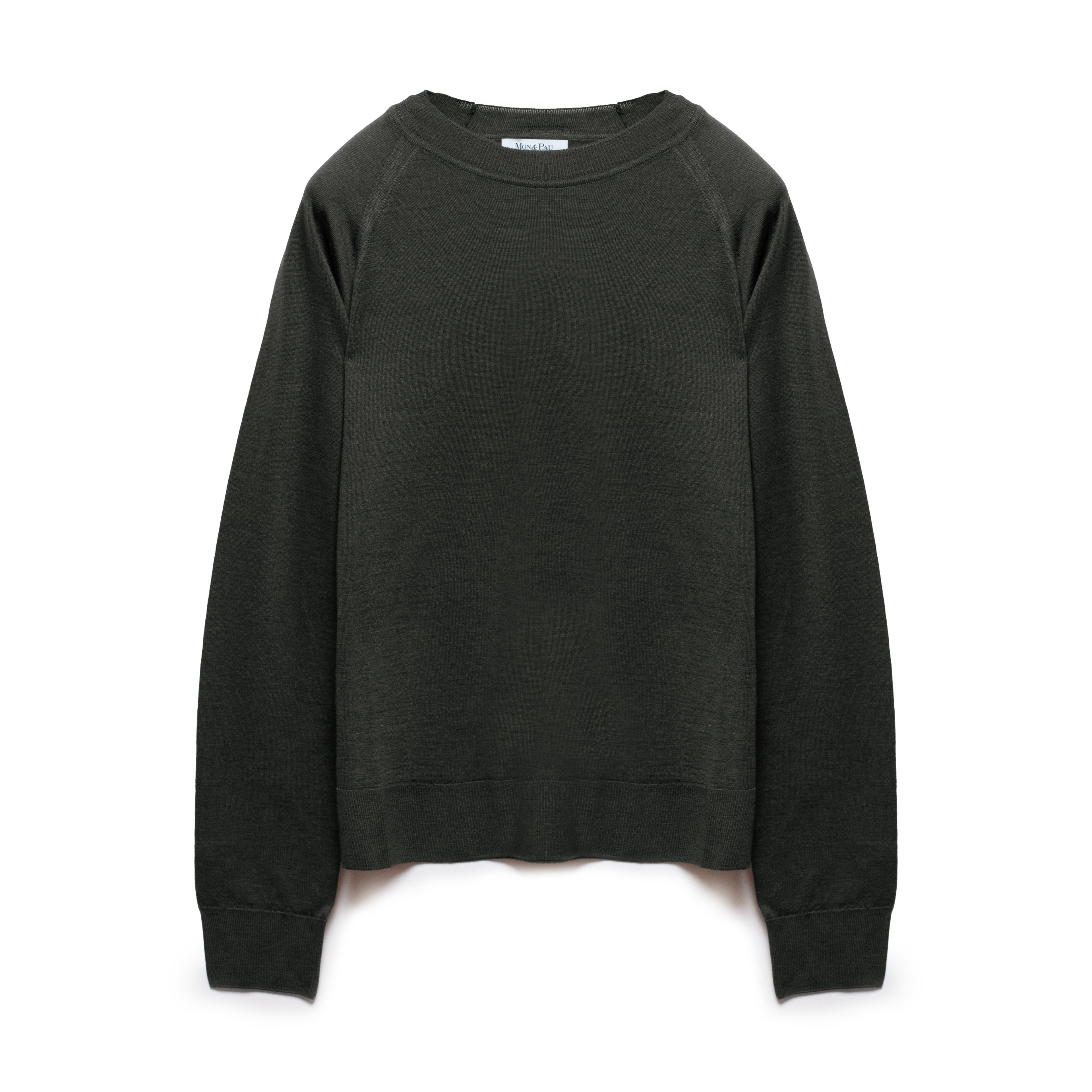 Crew Neck Wool and Silk Forest Moss