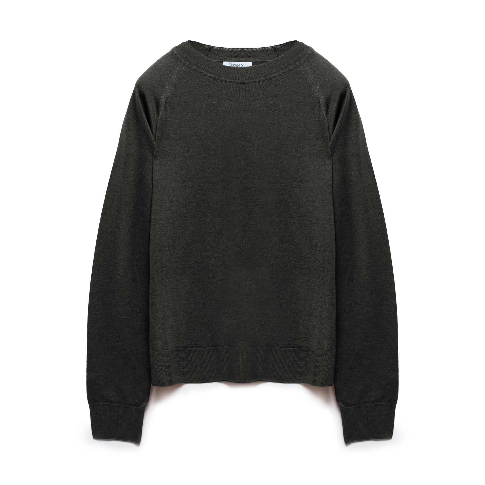 Crew Neck Wool and Silk Forest Moss