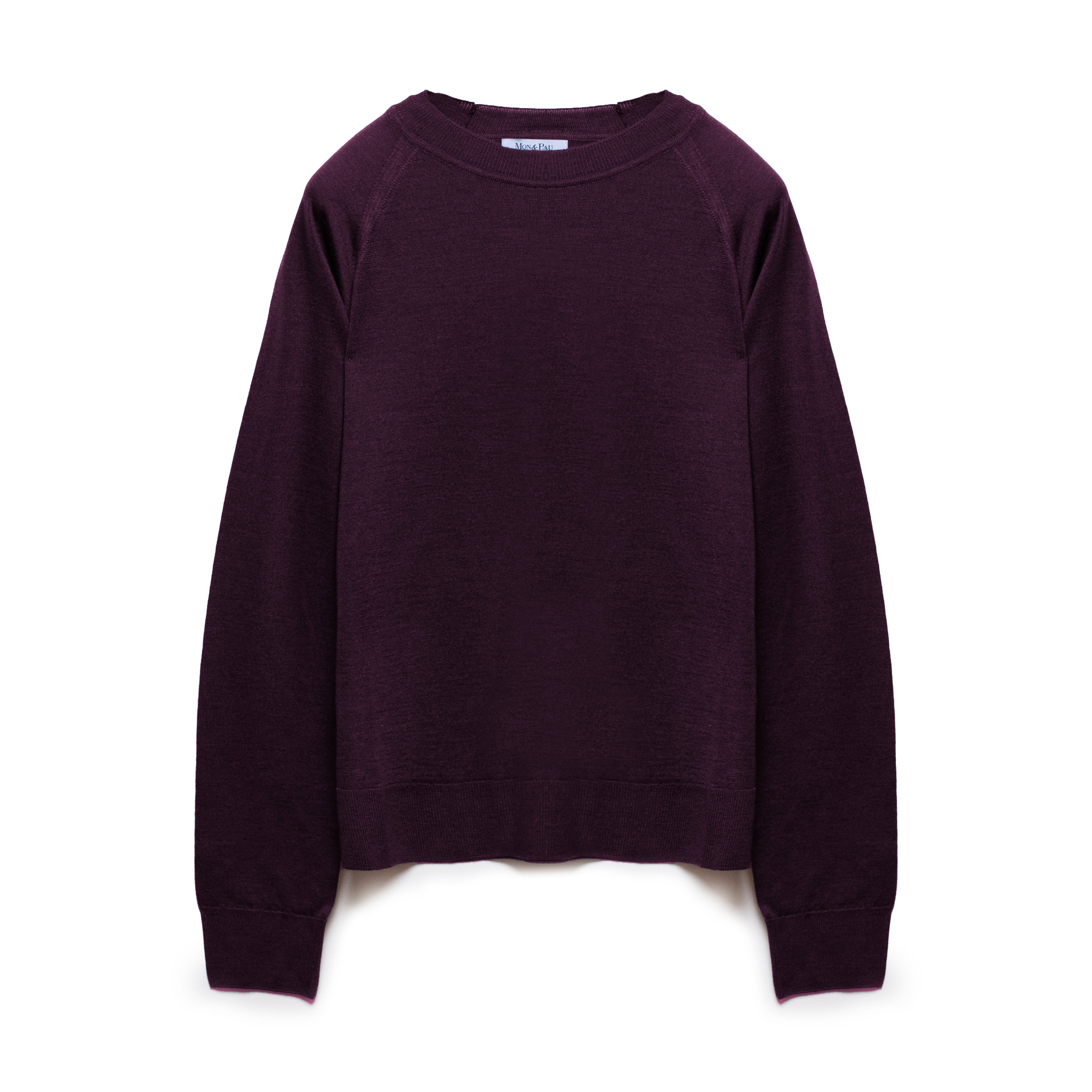Crew Neck Wool and Silk Black Grape