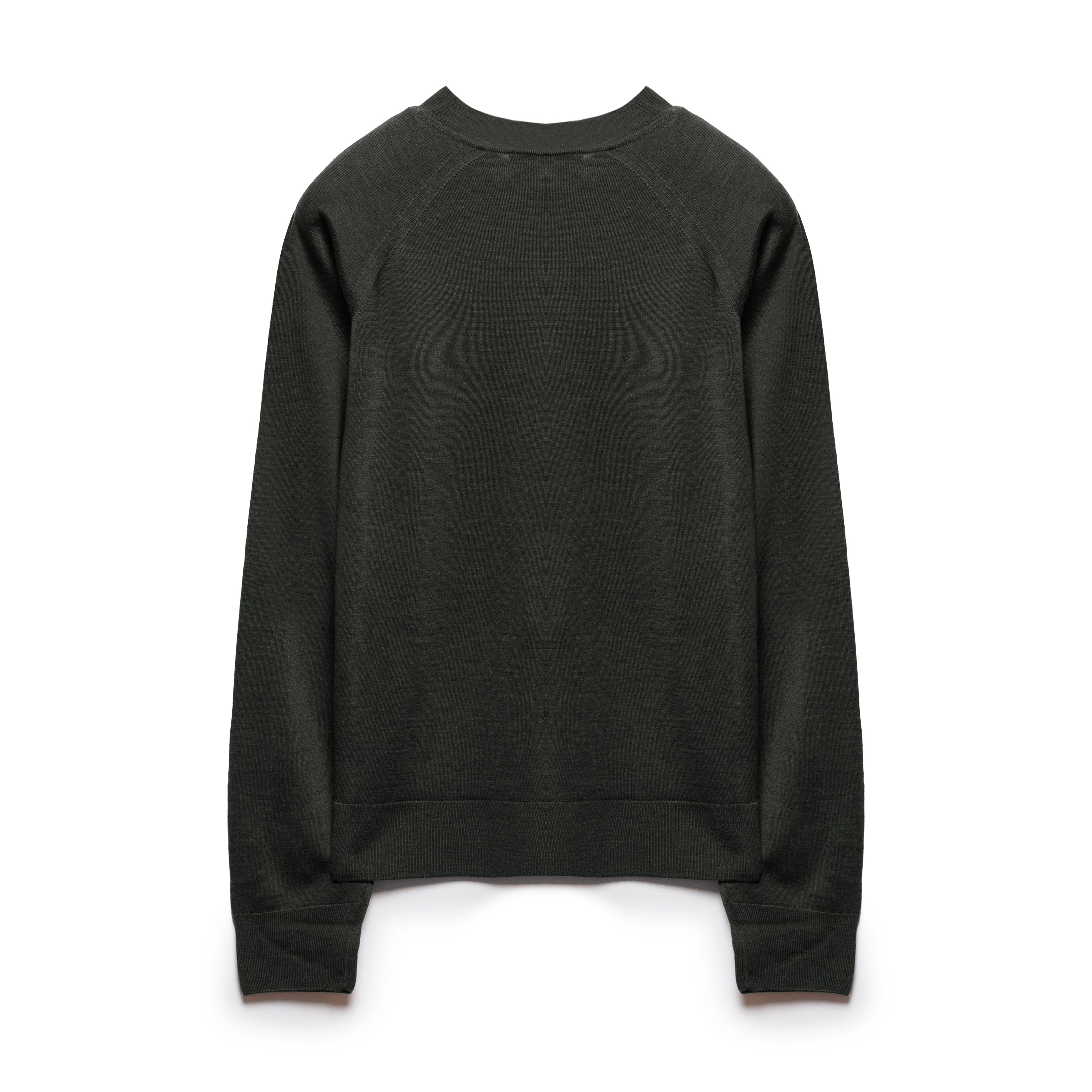 Crew Neck Wool and Silk Forest Moss