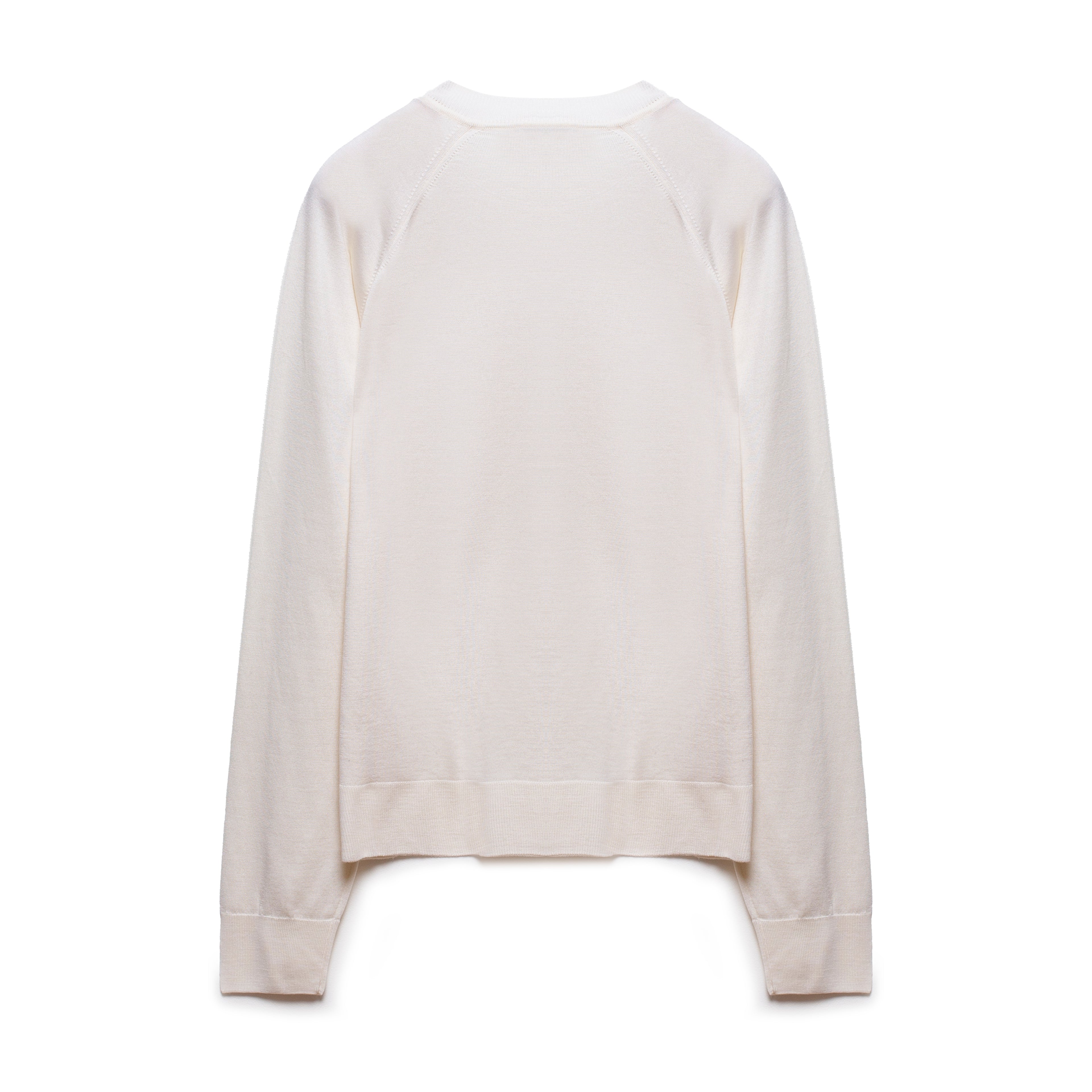 Crew Neck Wool and Silk Off White