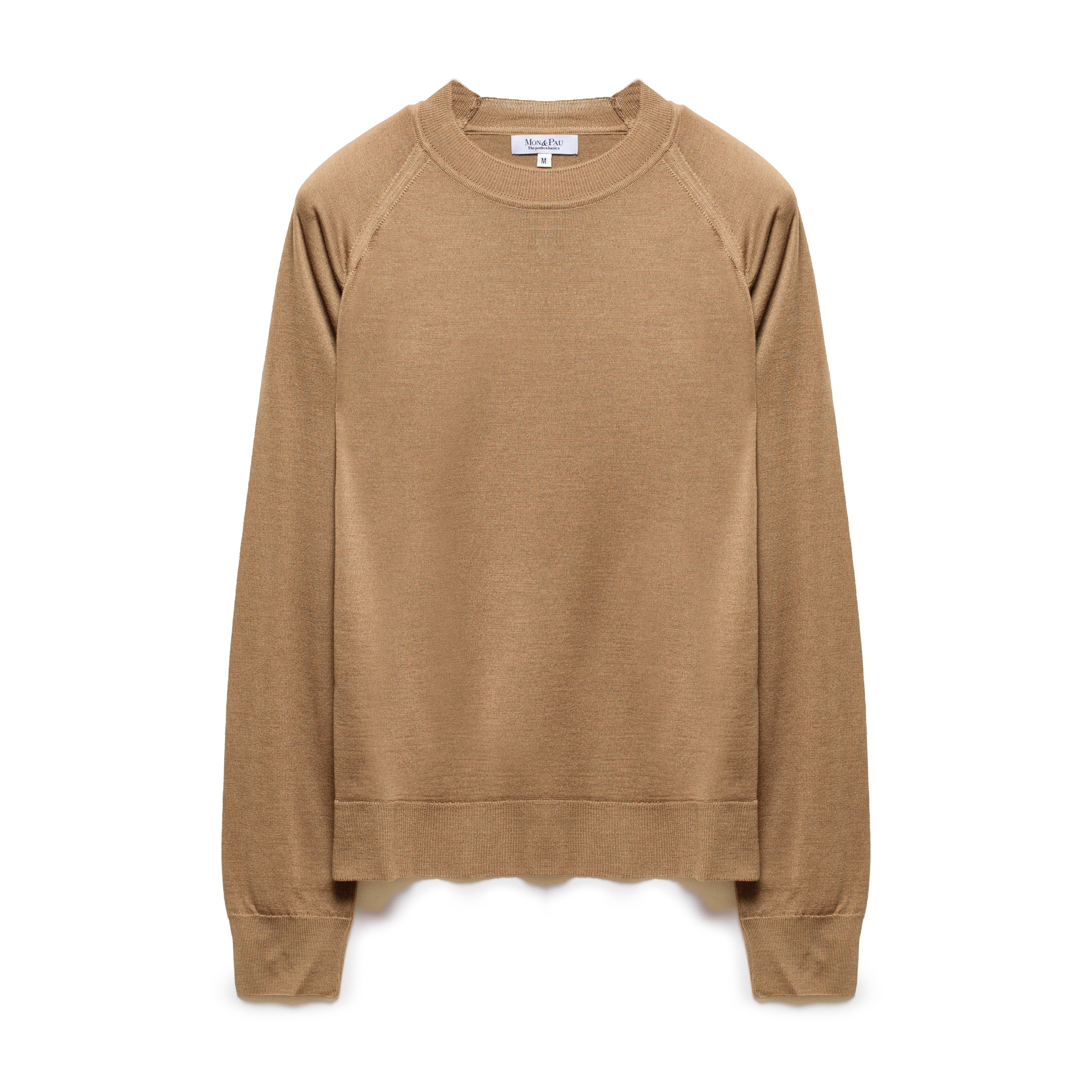 Crew Neck Wool and Silk Toffee