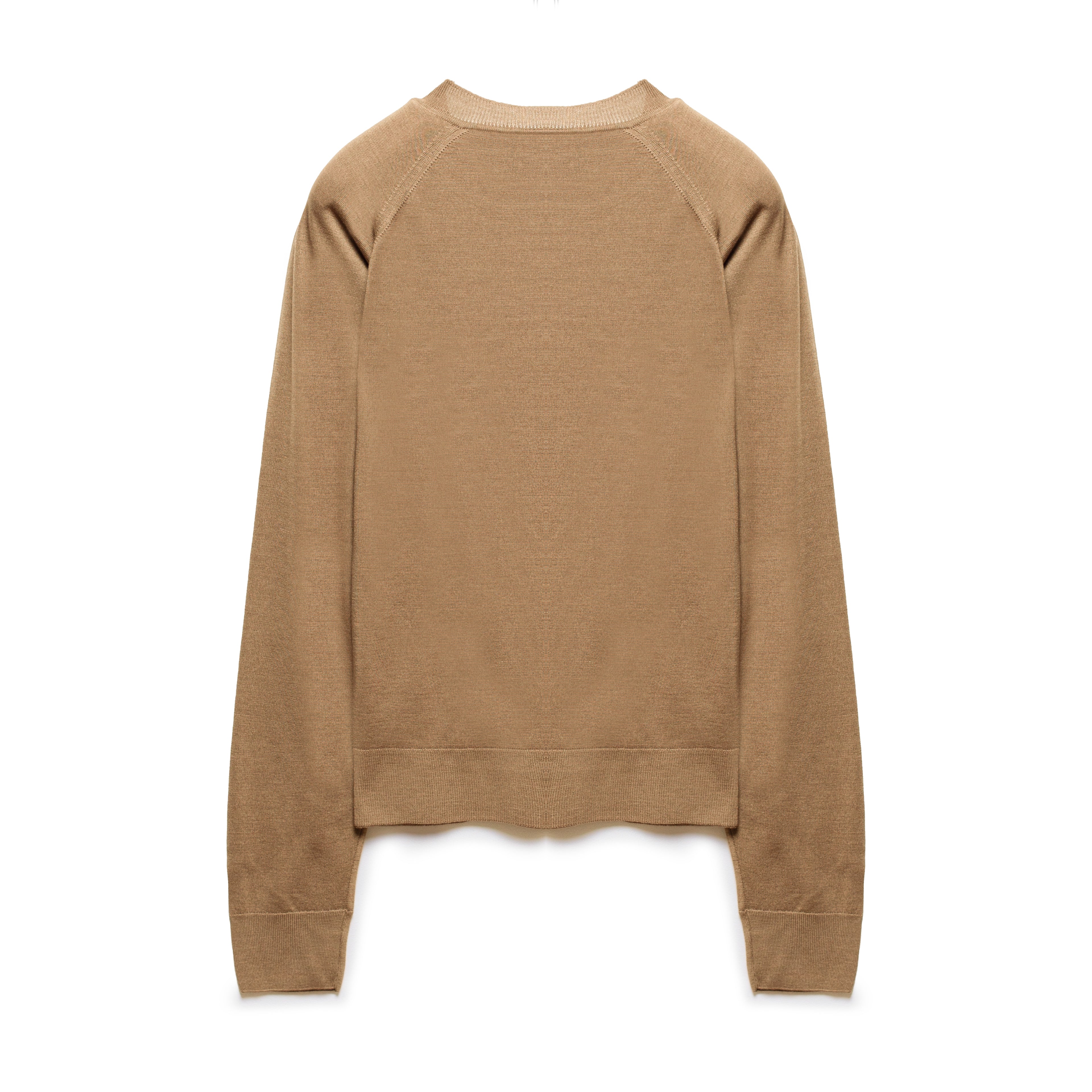 Crew Neck Wool and Silk Toffee