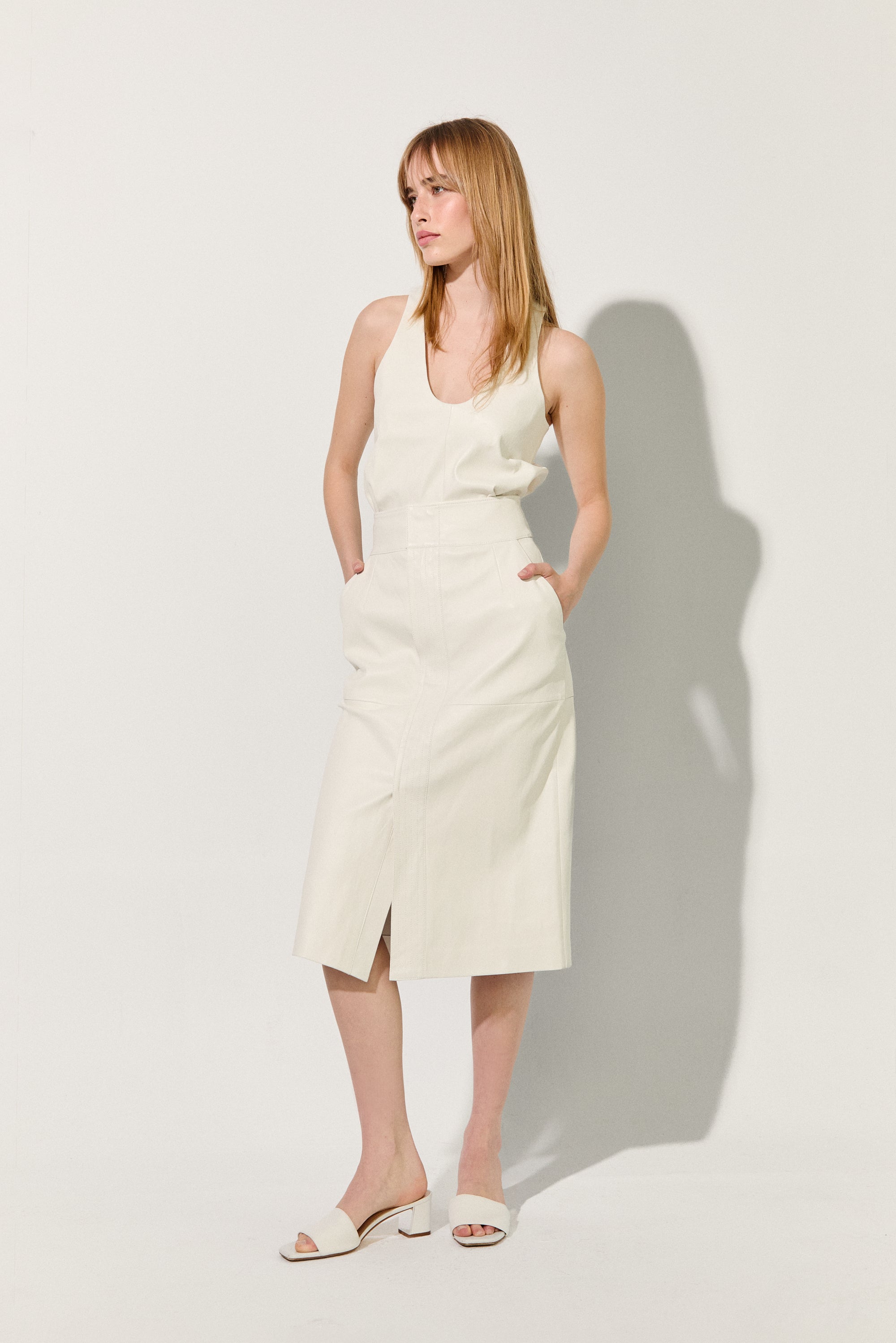 GALA SKIRT WHITE LEATHER