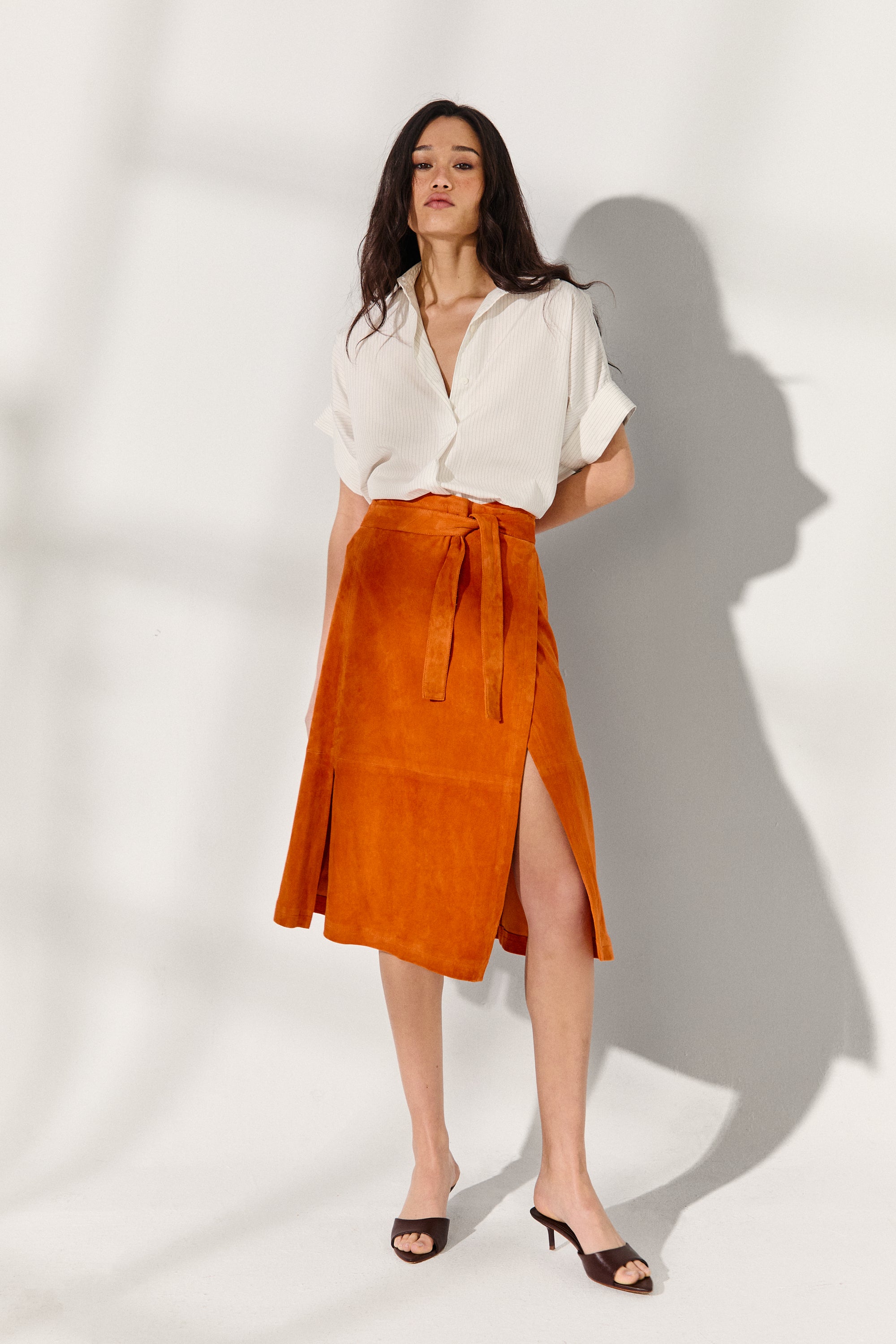 PAREO SKIRT SUN ORANGE SUEDE