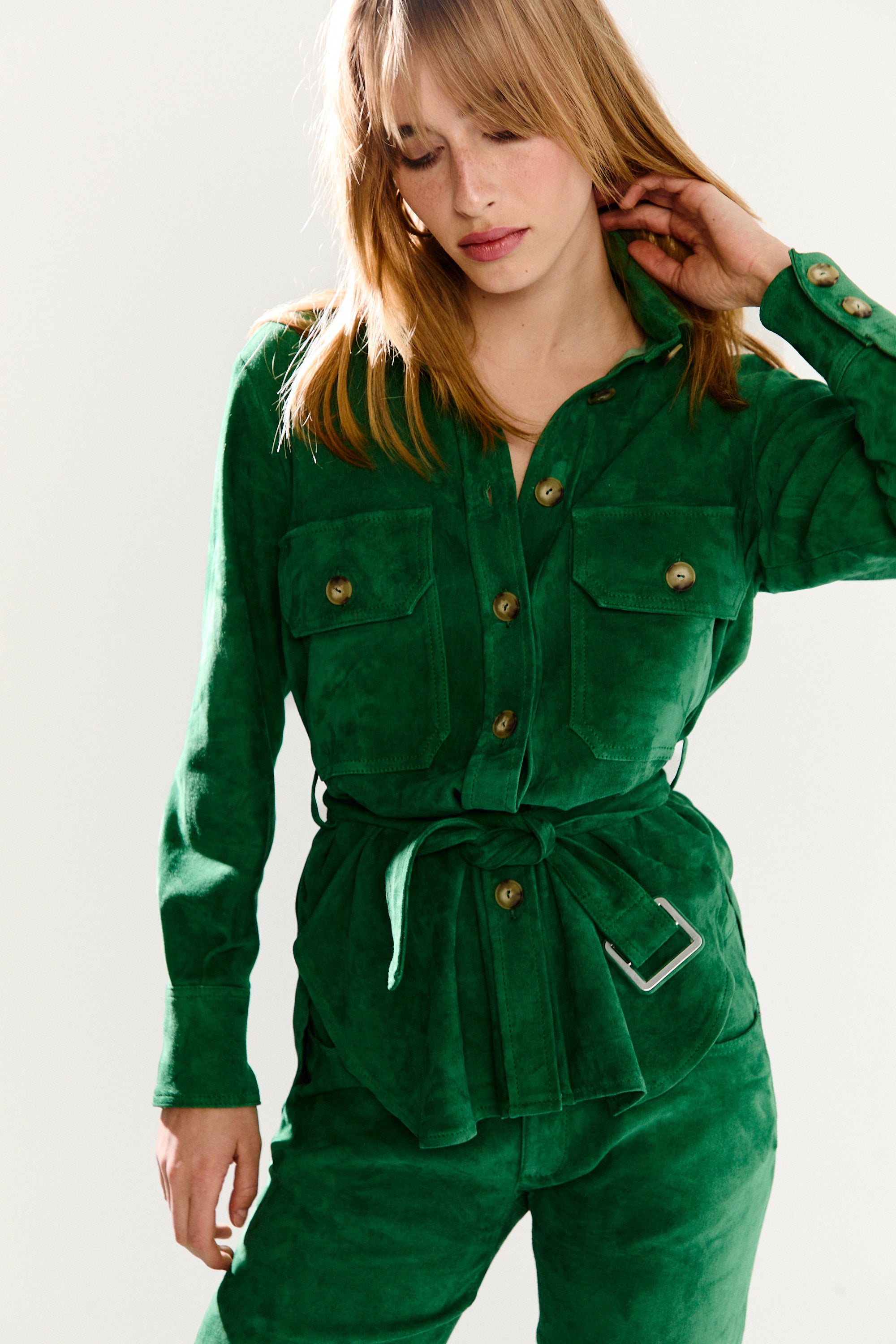 CLASSIC5 PANT PEACOCK GREEN SUEDE