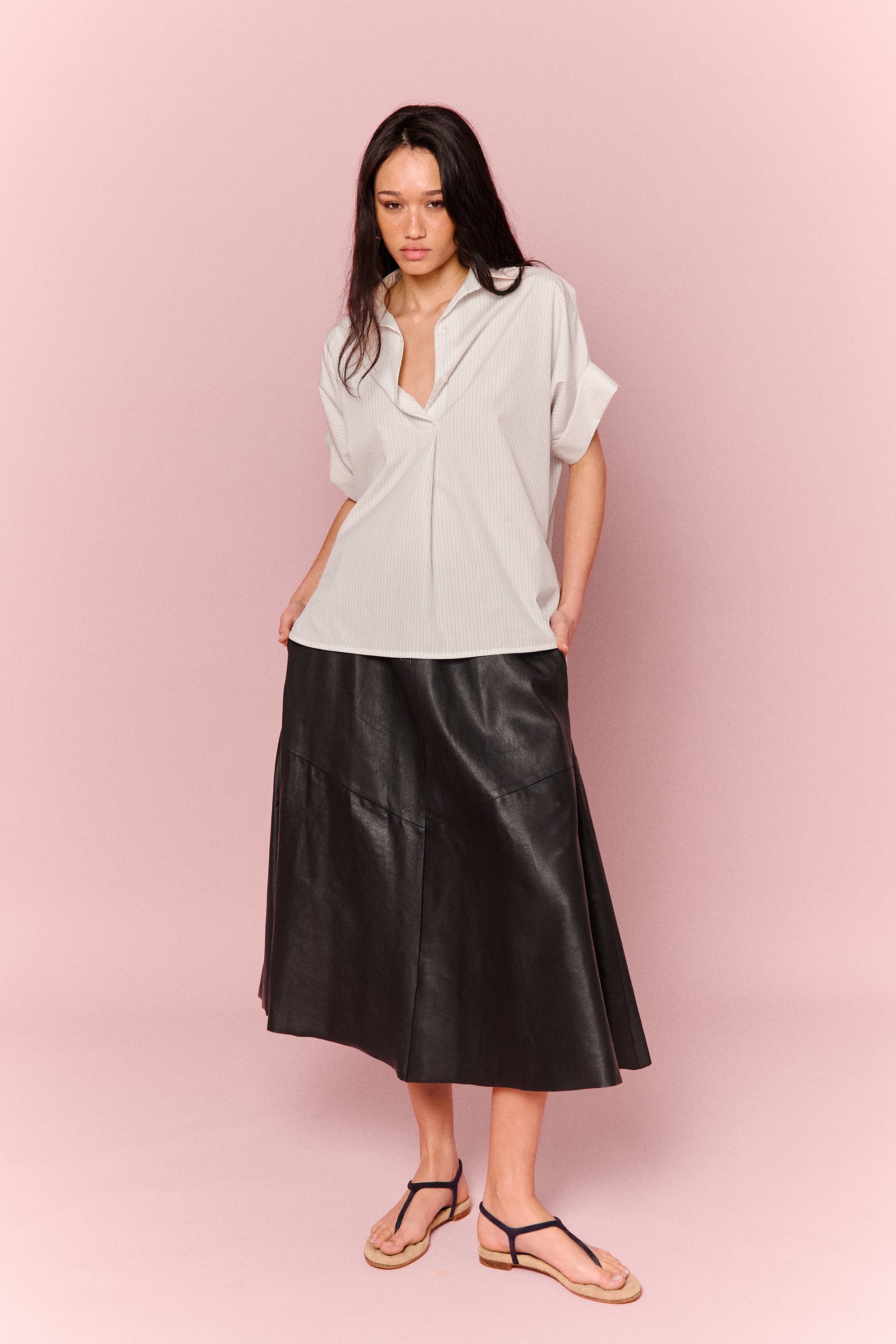 RAQUEL SKIRT BLACK LEATHER LIGHT