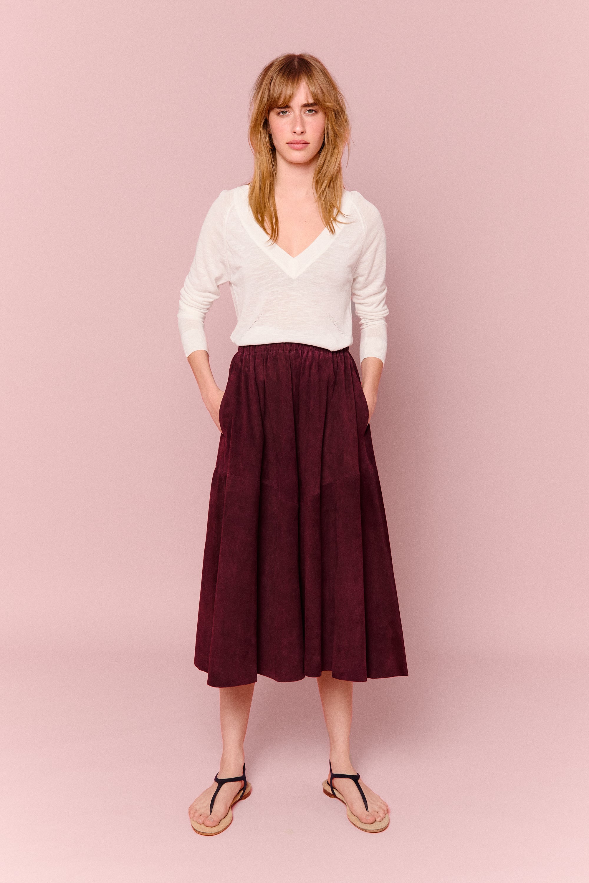 RAQUEL SKIRT TWILIGHT PLUM SUEDE