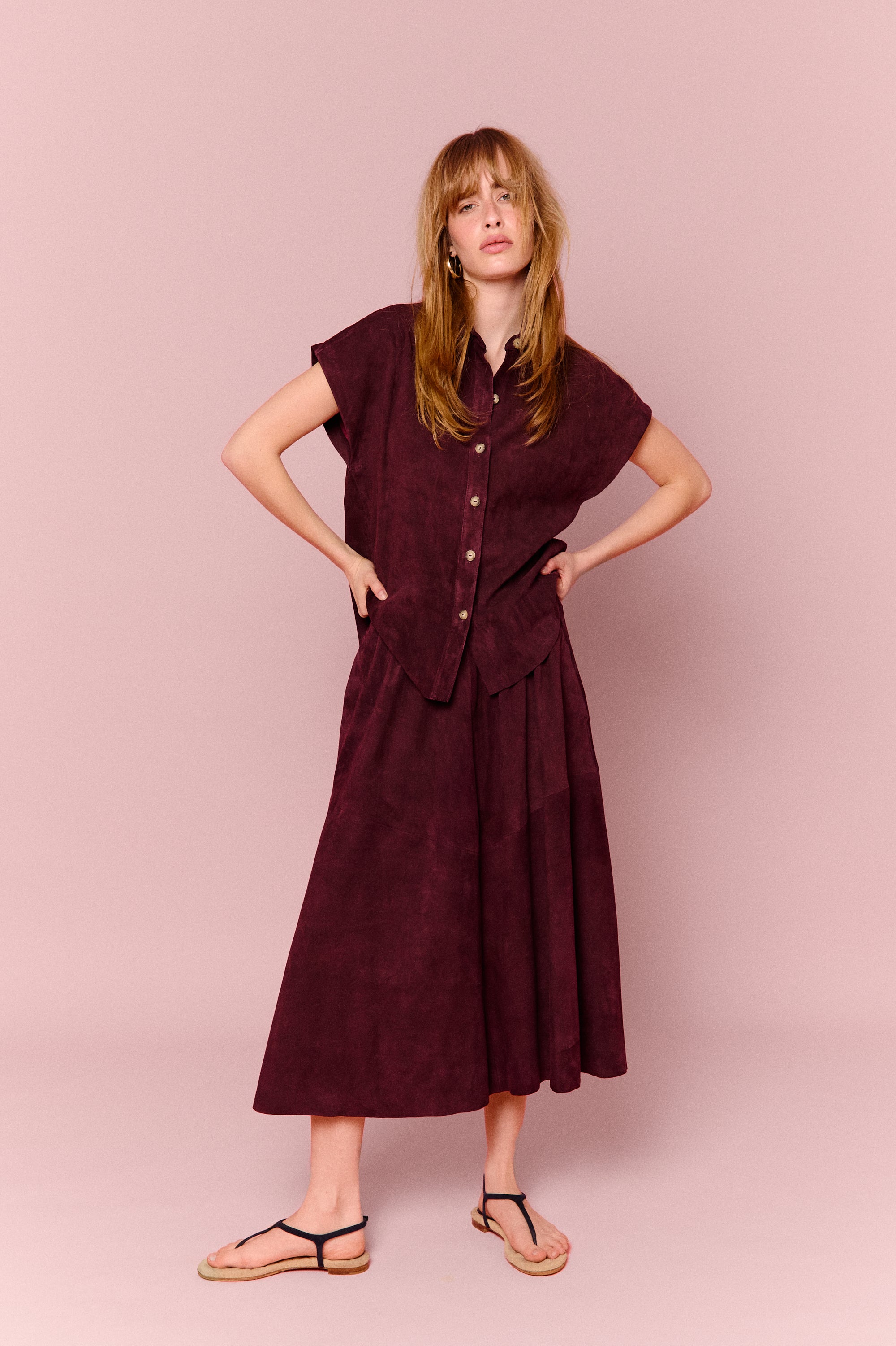 RAQUEL SKIRT TWILIGHT PLUM SUEDE