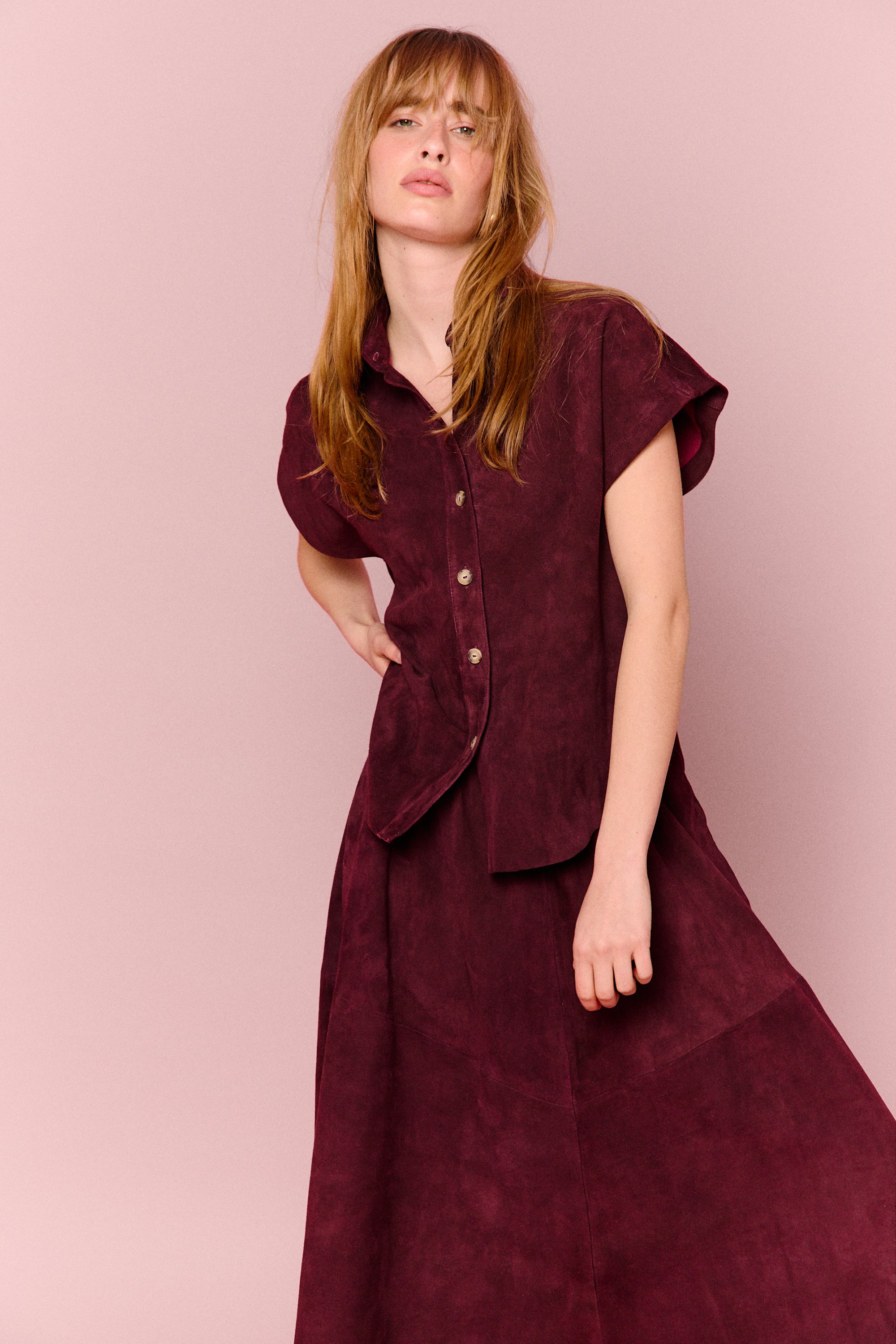 RAQUEL SKIRT TWILIGHT PLUM SUEDE