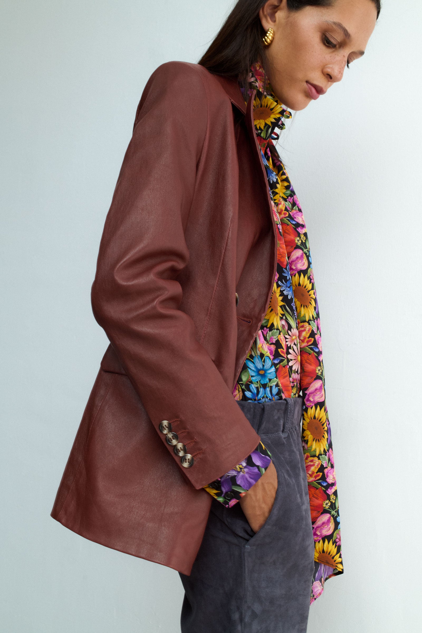 BOW SHIRT FLORAL MUSE BLACK