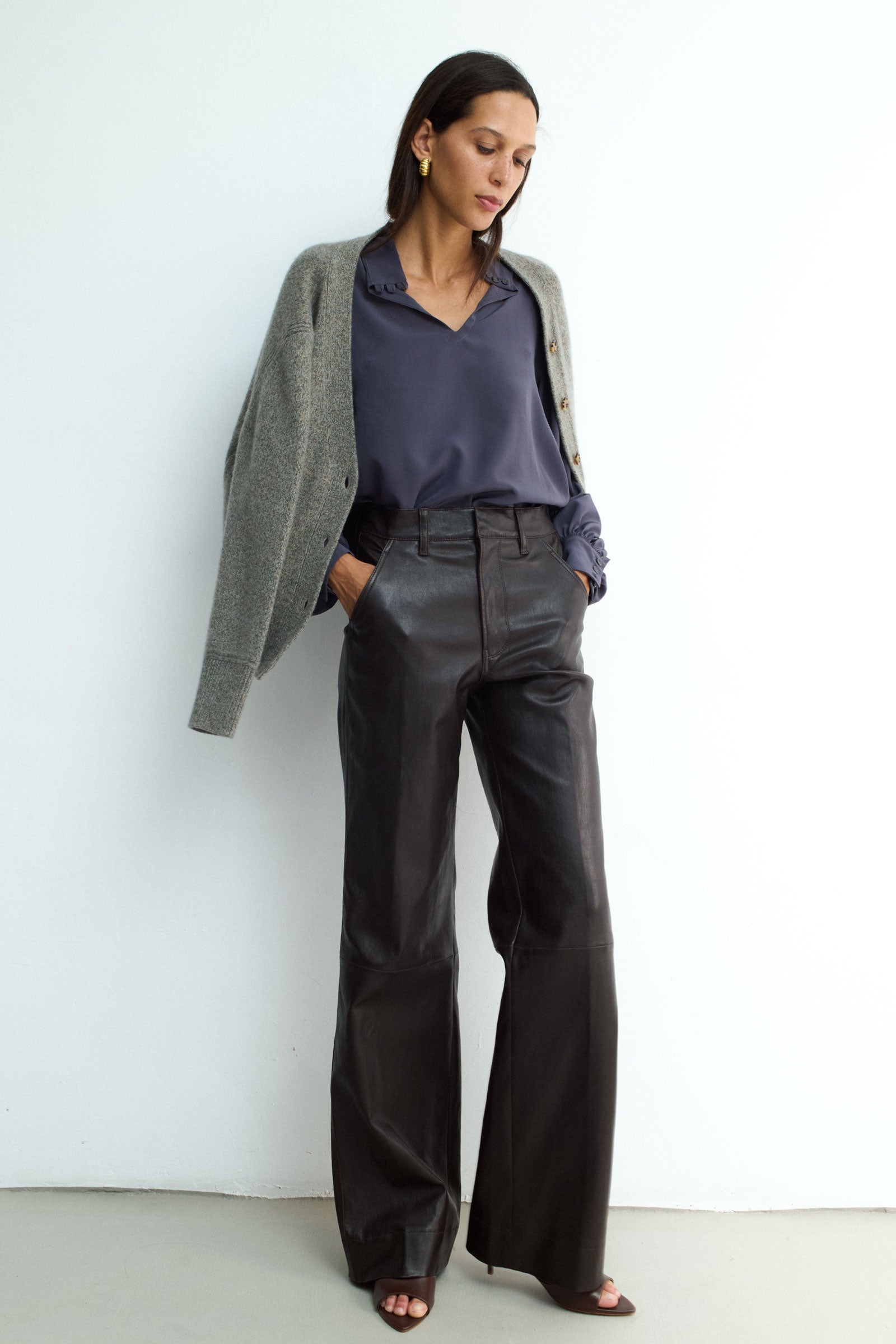 VERONICA PANT DARK CHOCOLATE LEATHER