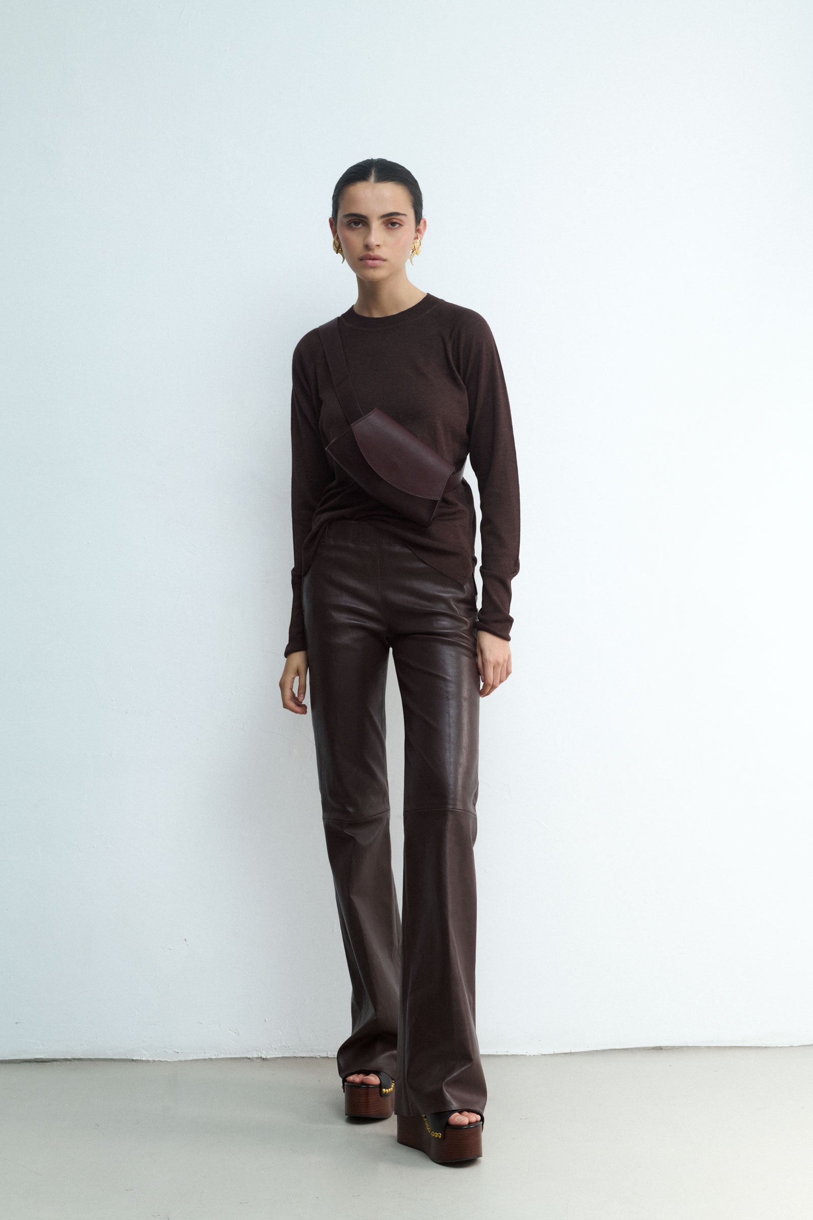 BAG BELT MAHOGANY LEATHER