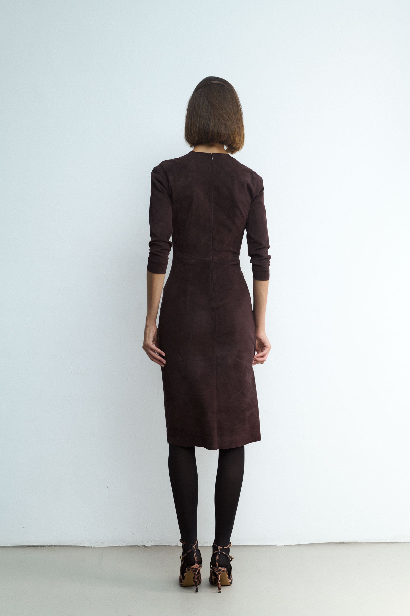 NIEVES DRESS MAHOGANY SUEDE