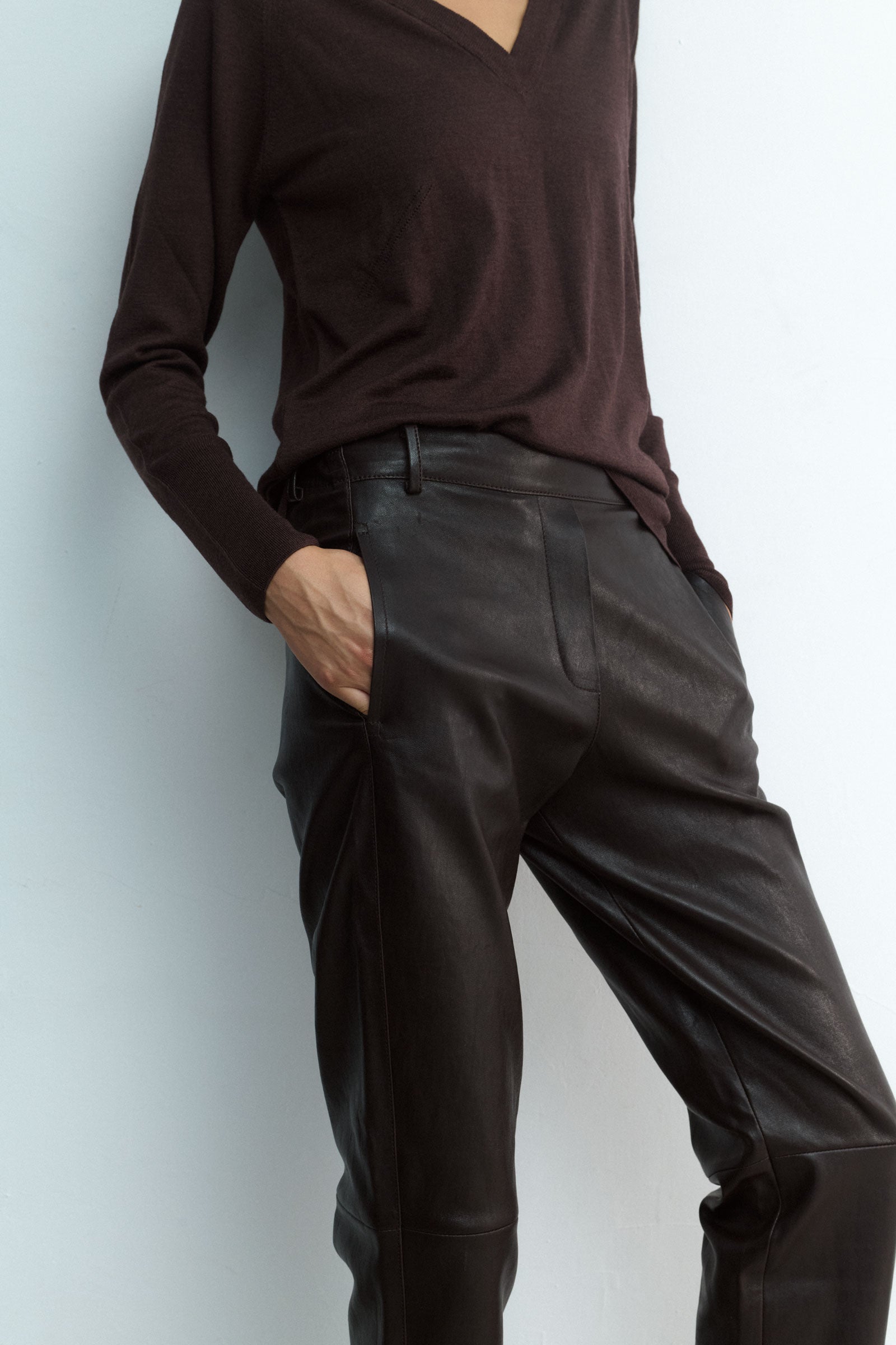 MATHILDA PANT DARK CHOCOLATE LEATHER