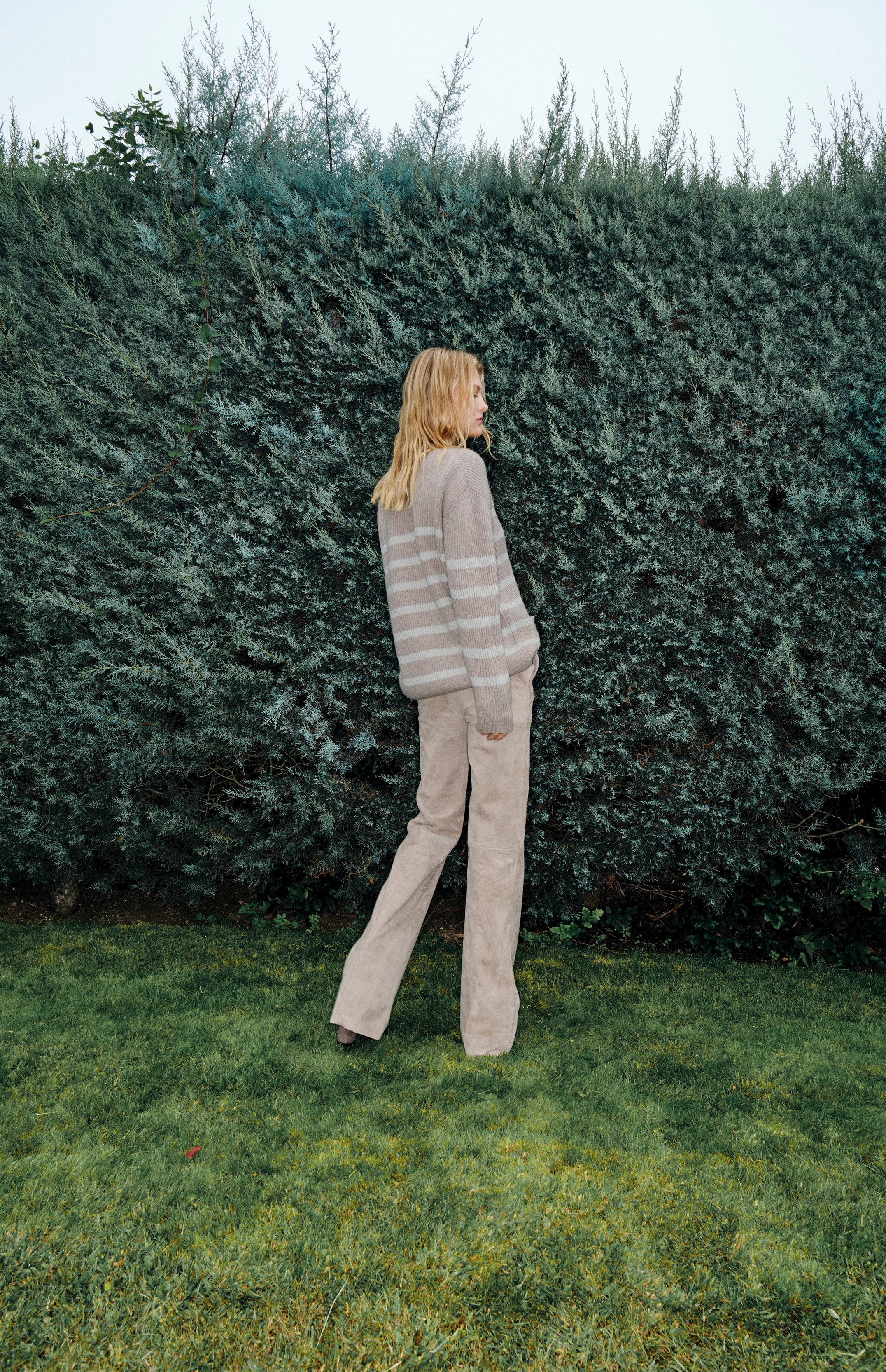 STRIPE CARDIGAN BISQUE WOOL