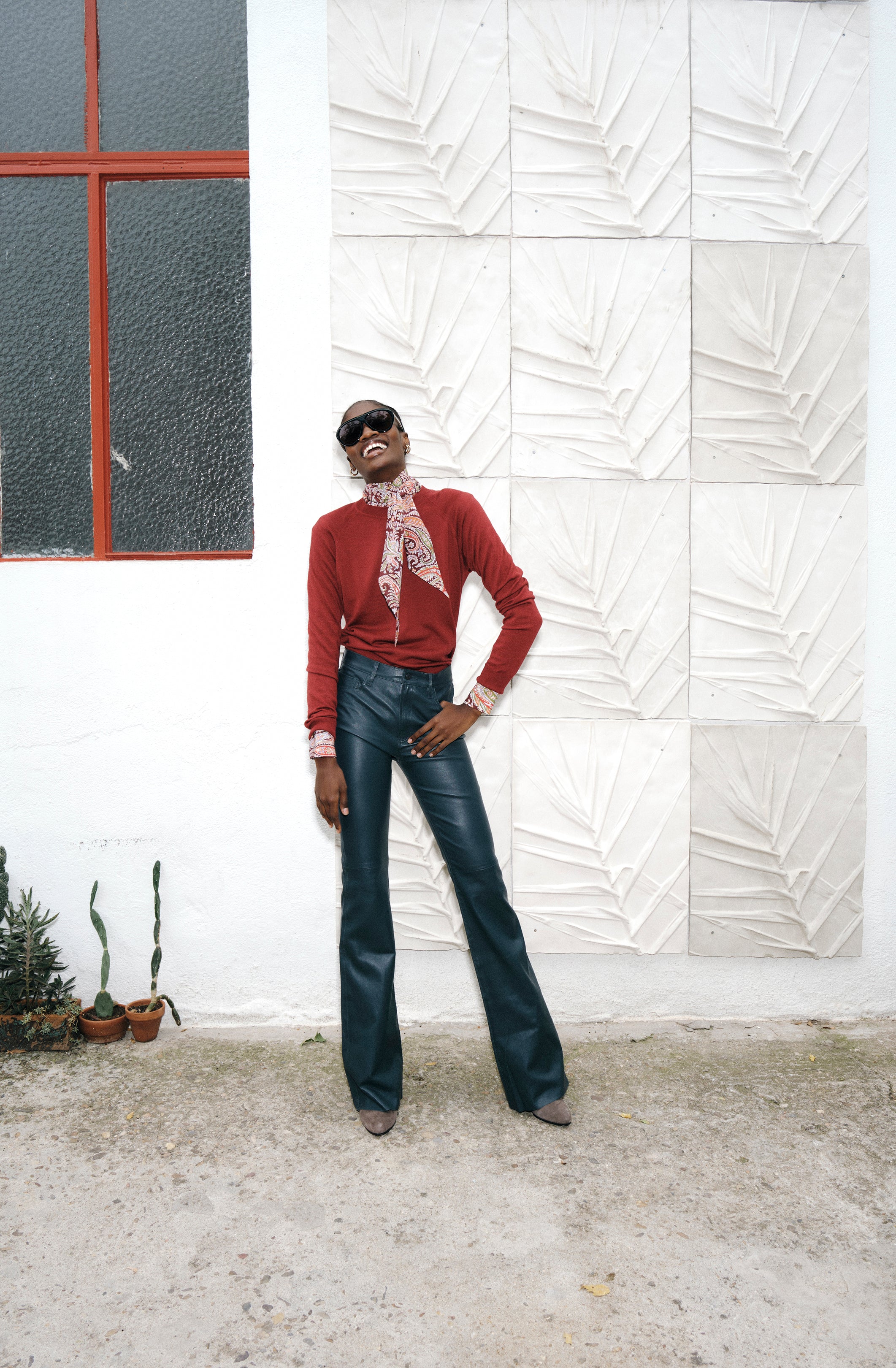 FLARE DARK DENIM LEATHER