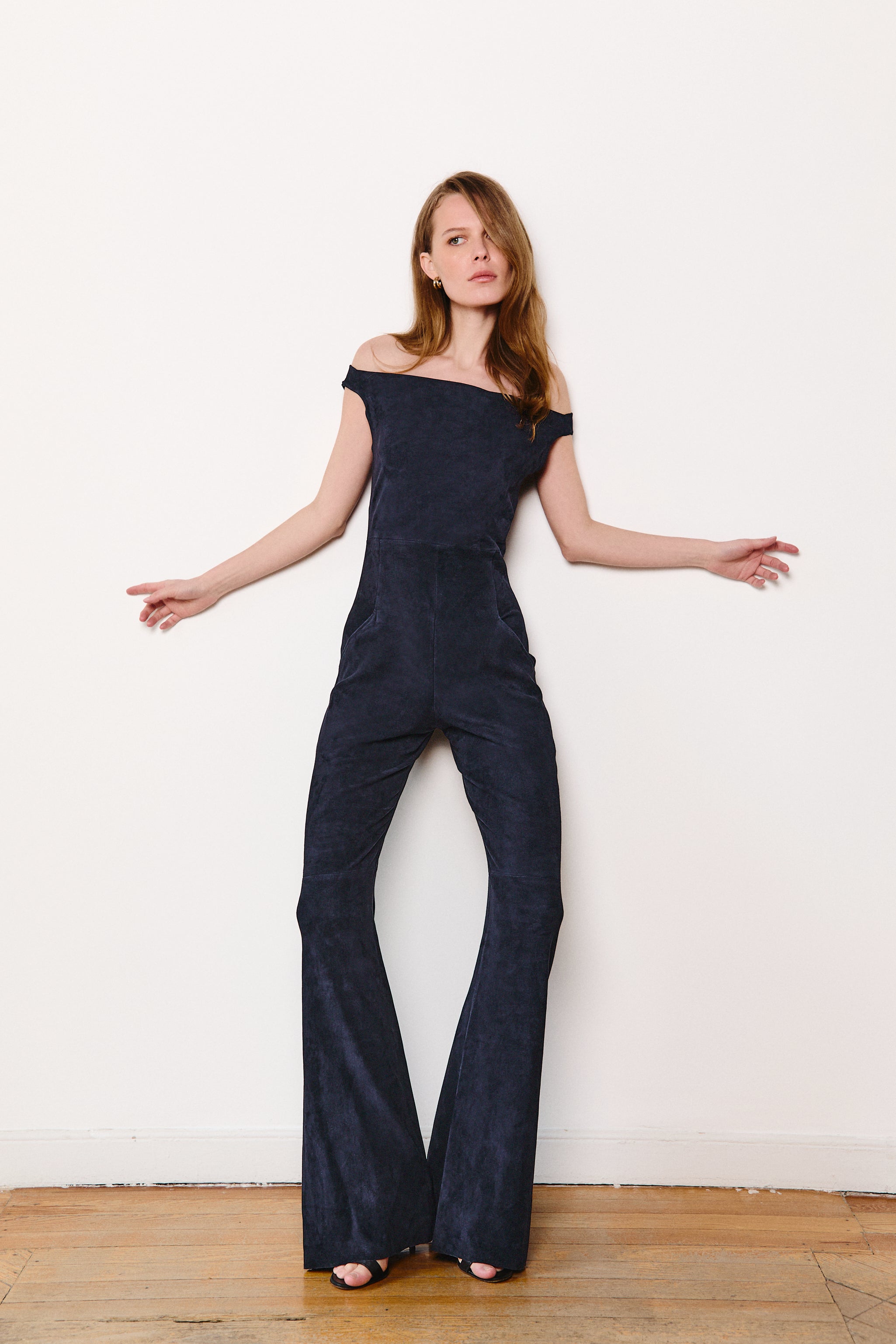 OLIVIA JUMPSUIT NAVY SUEDE LIGHT