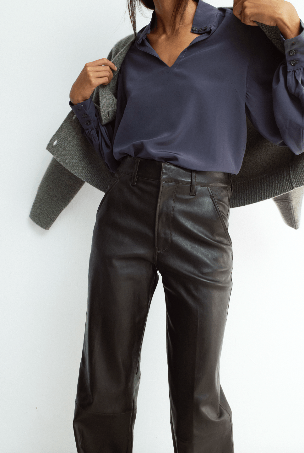 VERONICA PANT DARK CHOCOLATE LEATHER