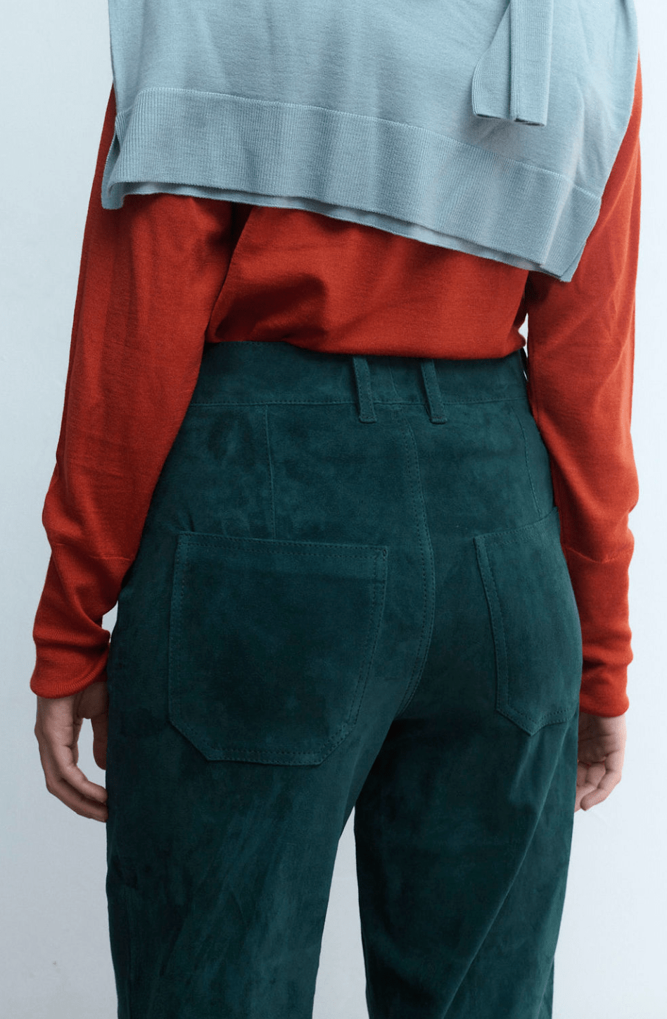 VERONICA PANT MALACHITE SUEDE