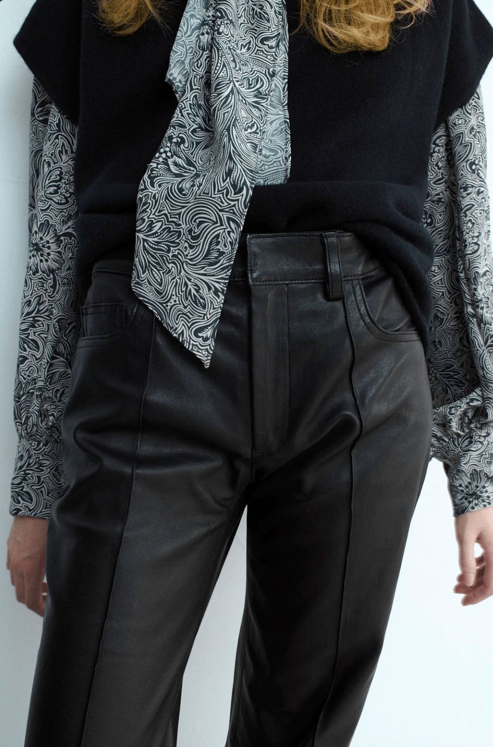 FEDERICA PANT BLACK LEATHER