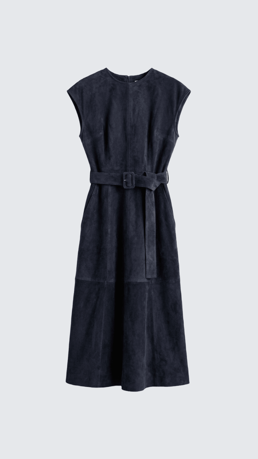 VESTIDO MIDI DE ANTE AZUL MARINO NICOLE