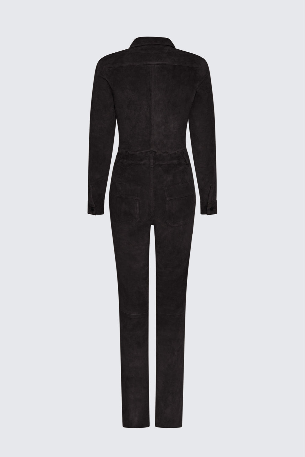 Black jumpsuit on a light gray background