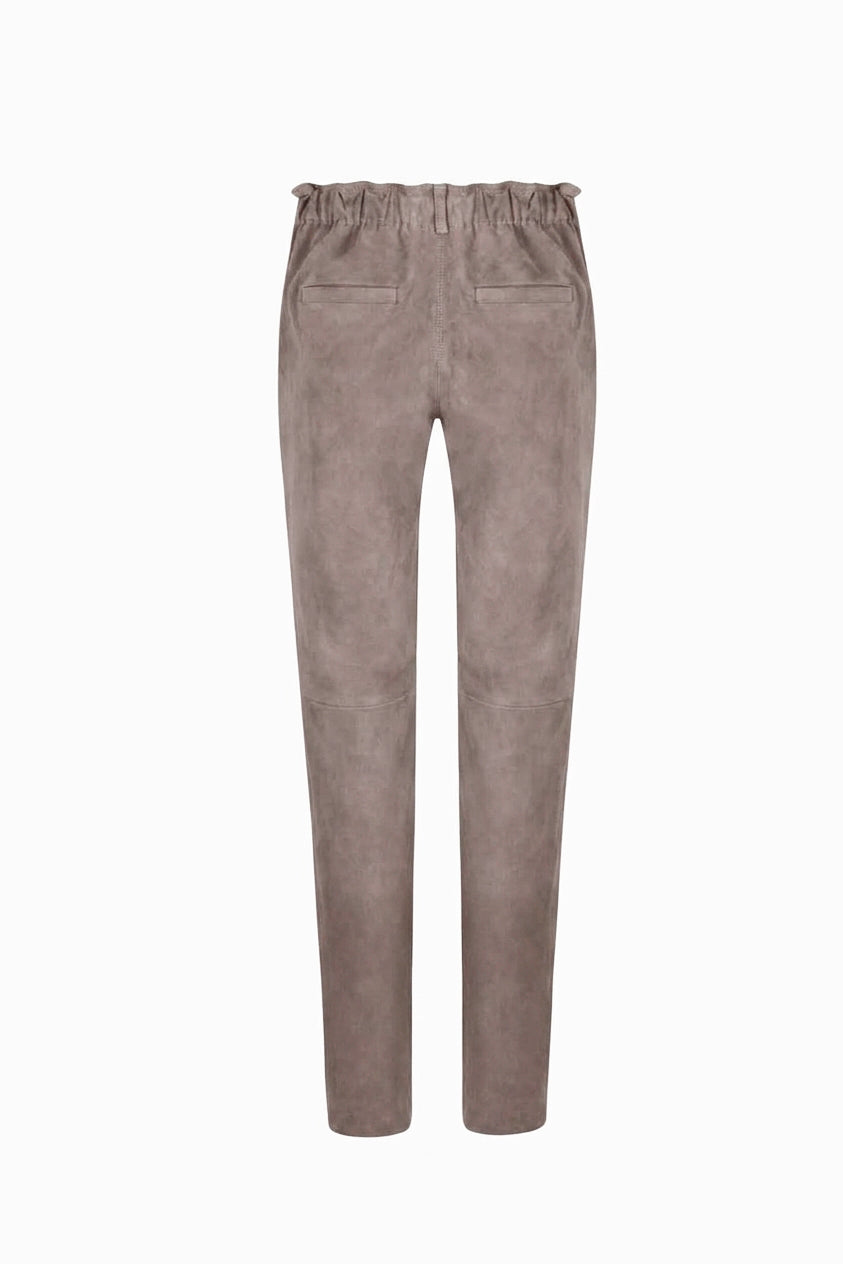 PANTALÓN RECTO BEIGE ANTE CON CINTURILLA ELÁSTICA PAZ
