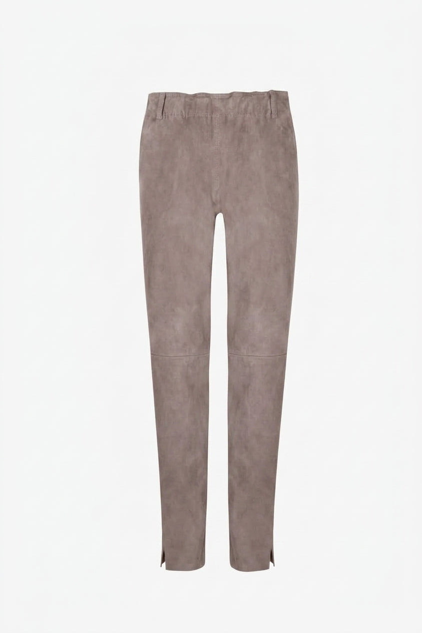 PANTALÓN RECTO BEIGE ANTE CON CINTURILLA ELÁSTICA PAZ