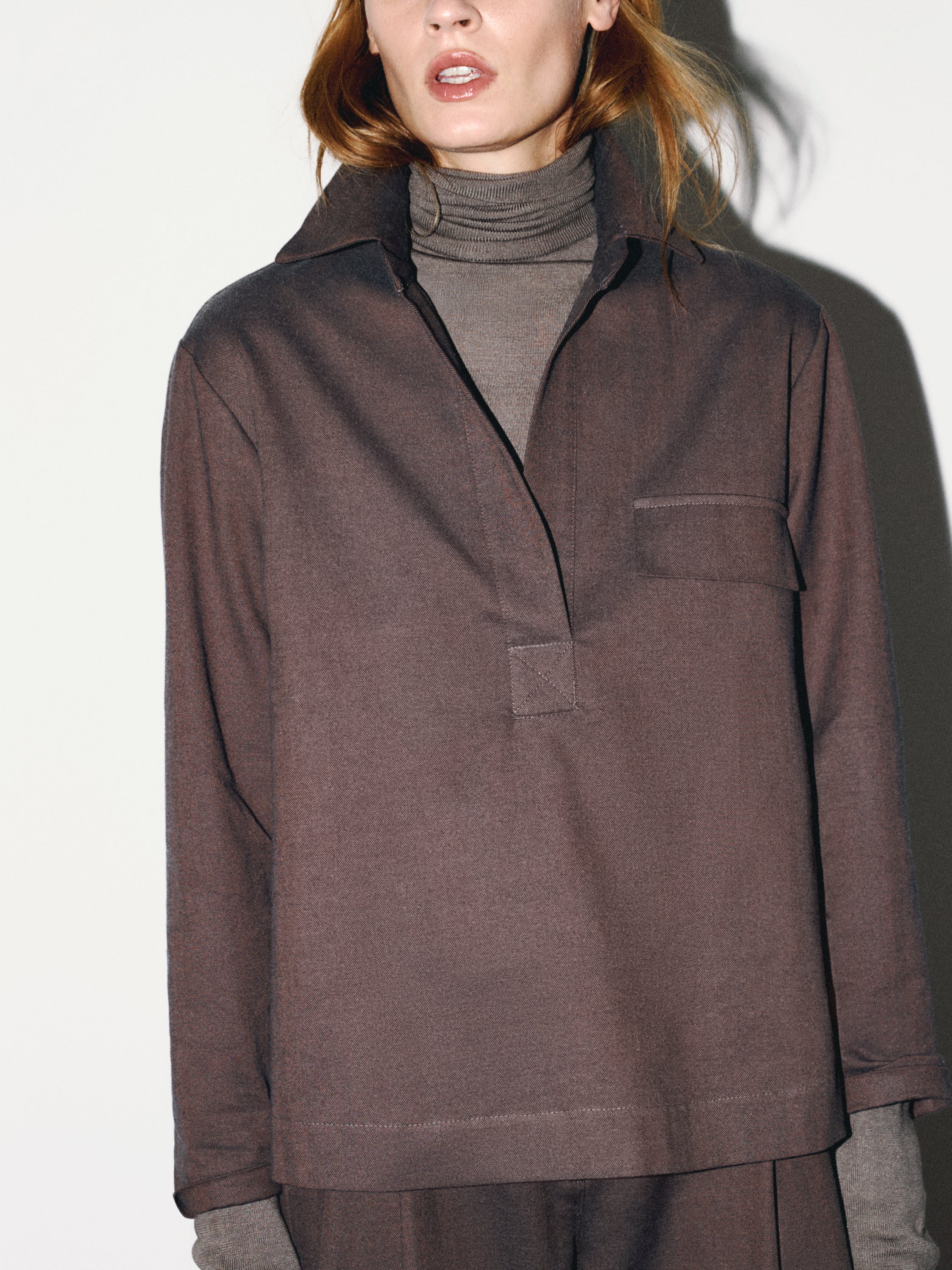 SAM COTTON CASHMERE SHIRT DARK CHOCO
