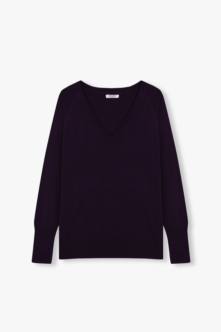 V NECK SWEATER AMETHYST