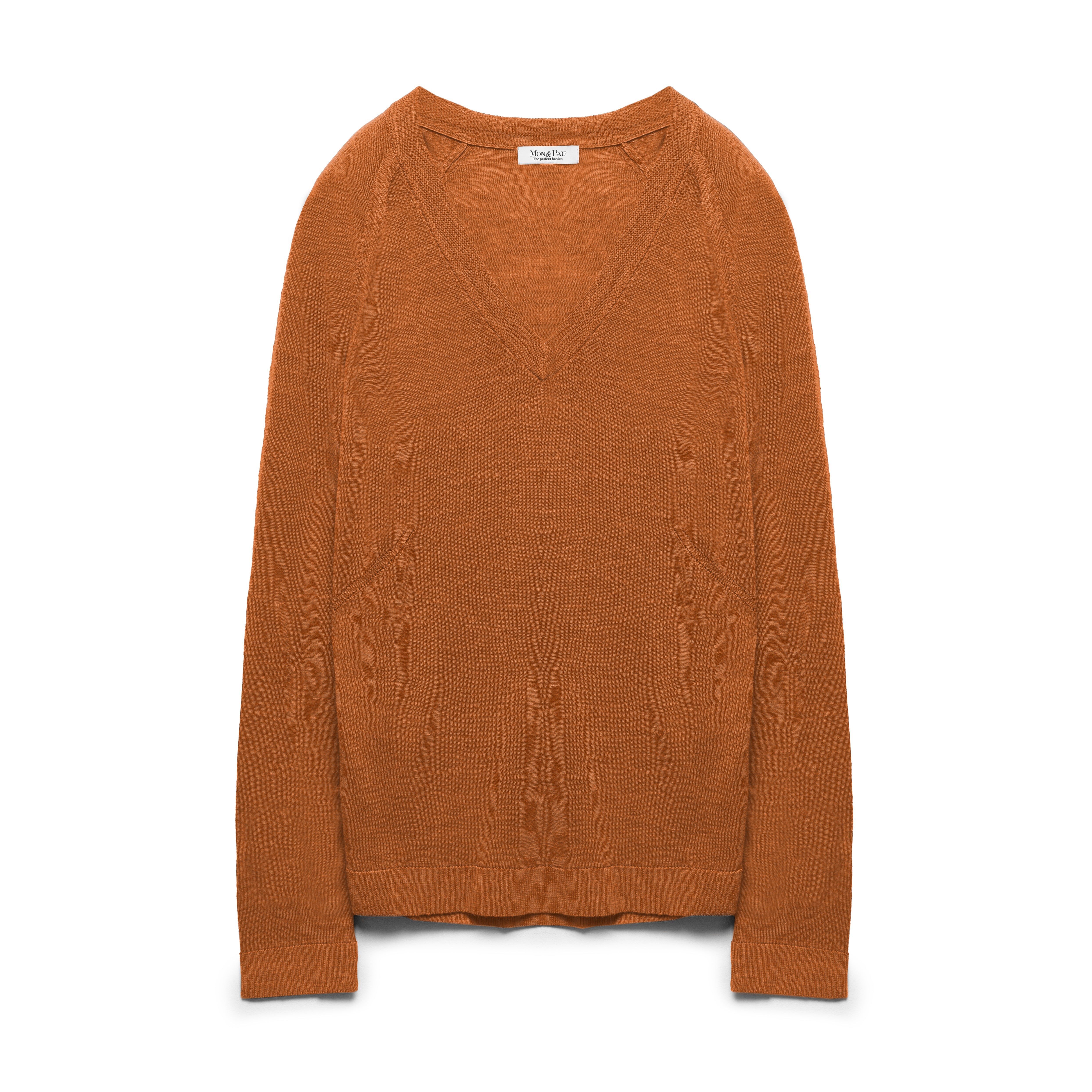 LONG SLEEVE V-NECK APIRCOT CRUSH LINEN