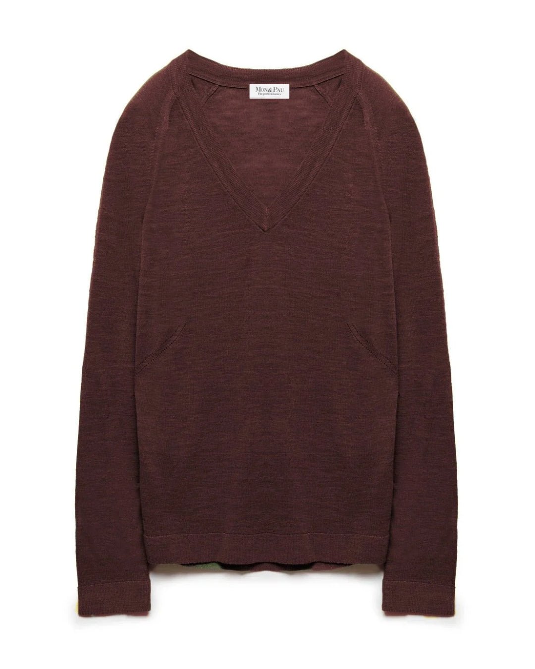 CREW NECK DARK ROAST WOOL AND SILK