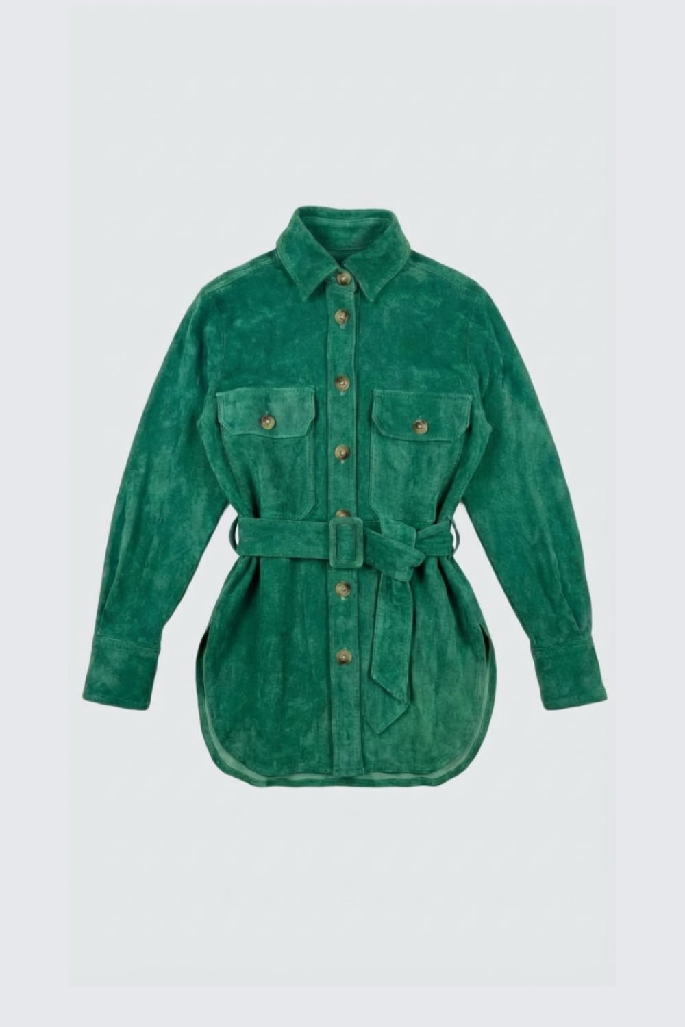 GUAYAVERA SHIRT PEACOCK GREEN SUEDE