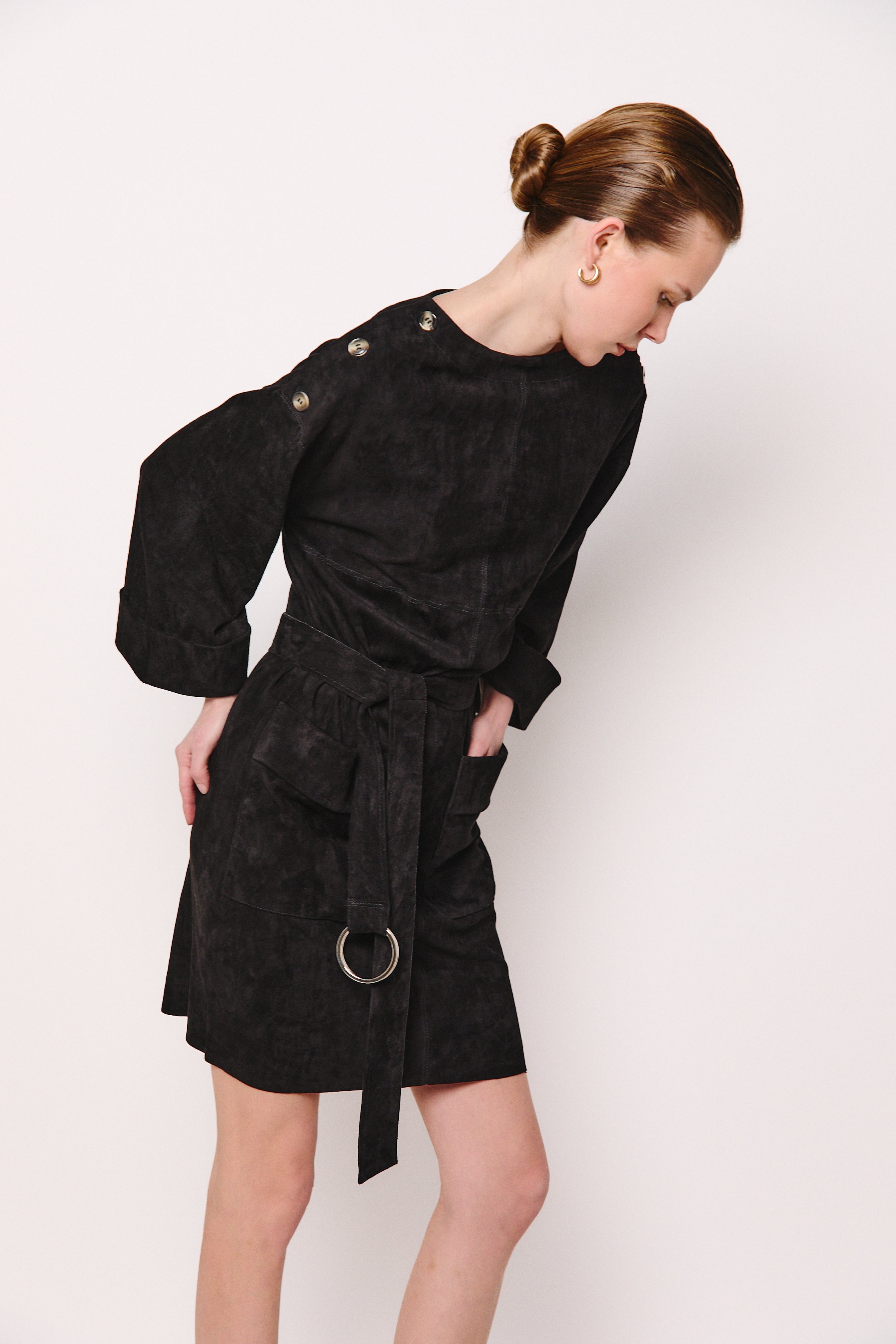 CLEO DRESS BLACK SUEDE LIGHT
