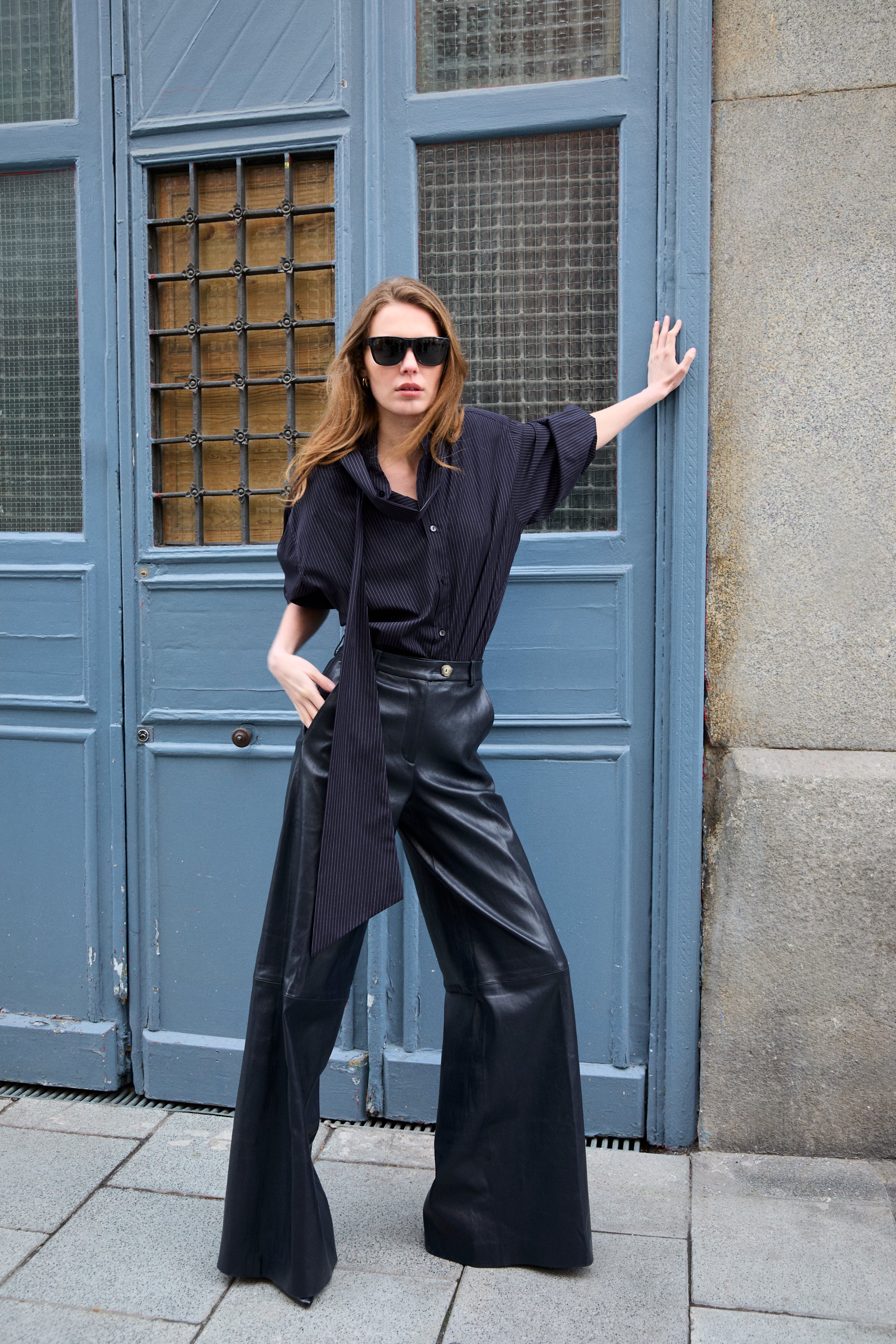 SOFIA PANT NAVY LEATHER LIGHT