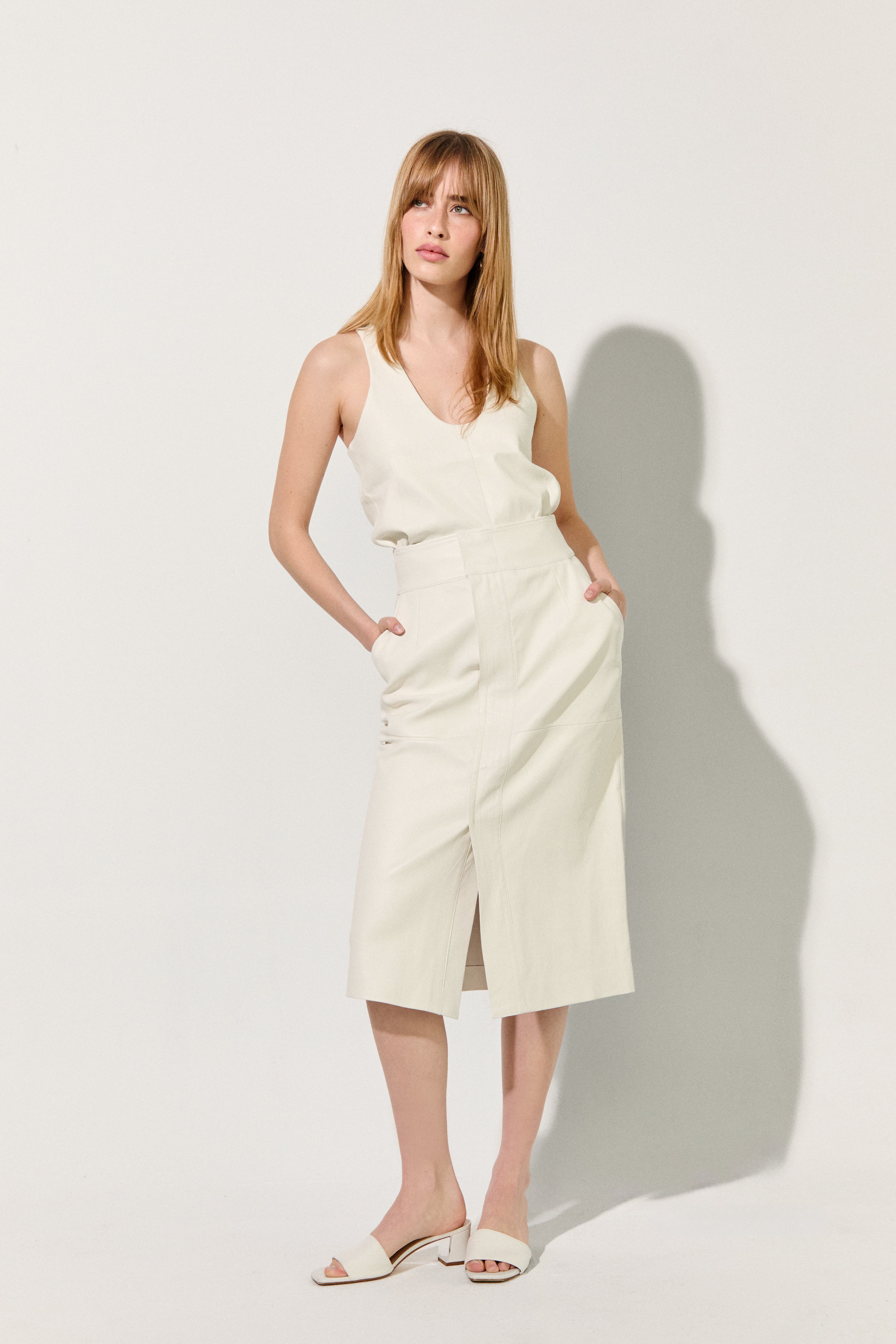 GALA SKIRT WHITE LEATHER