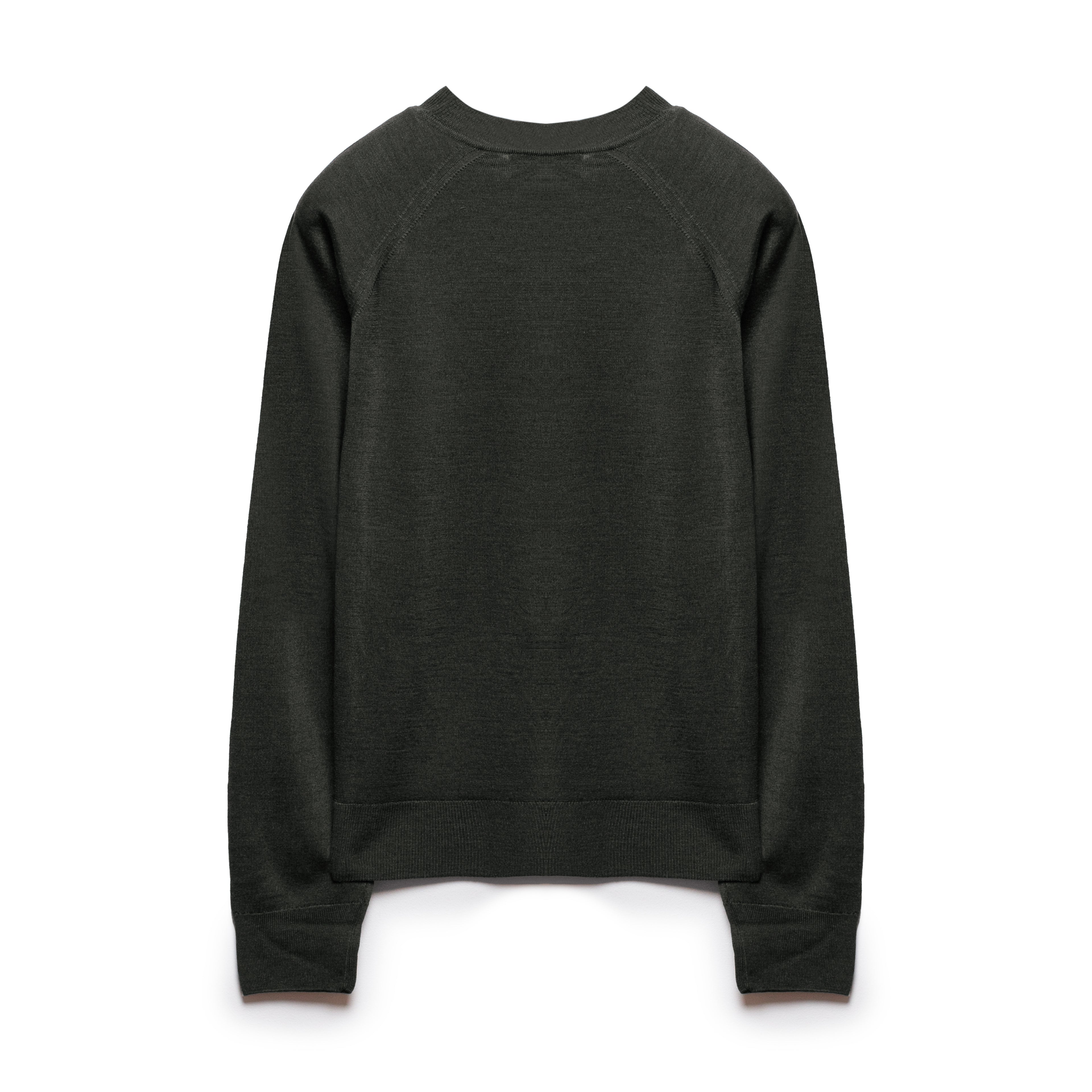 Crew Neck Wool and Silk Forest Moss