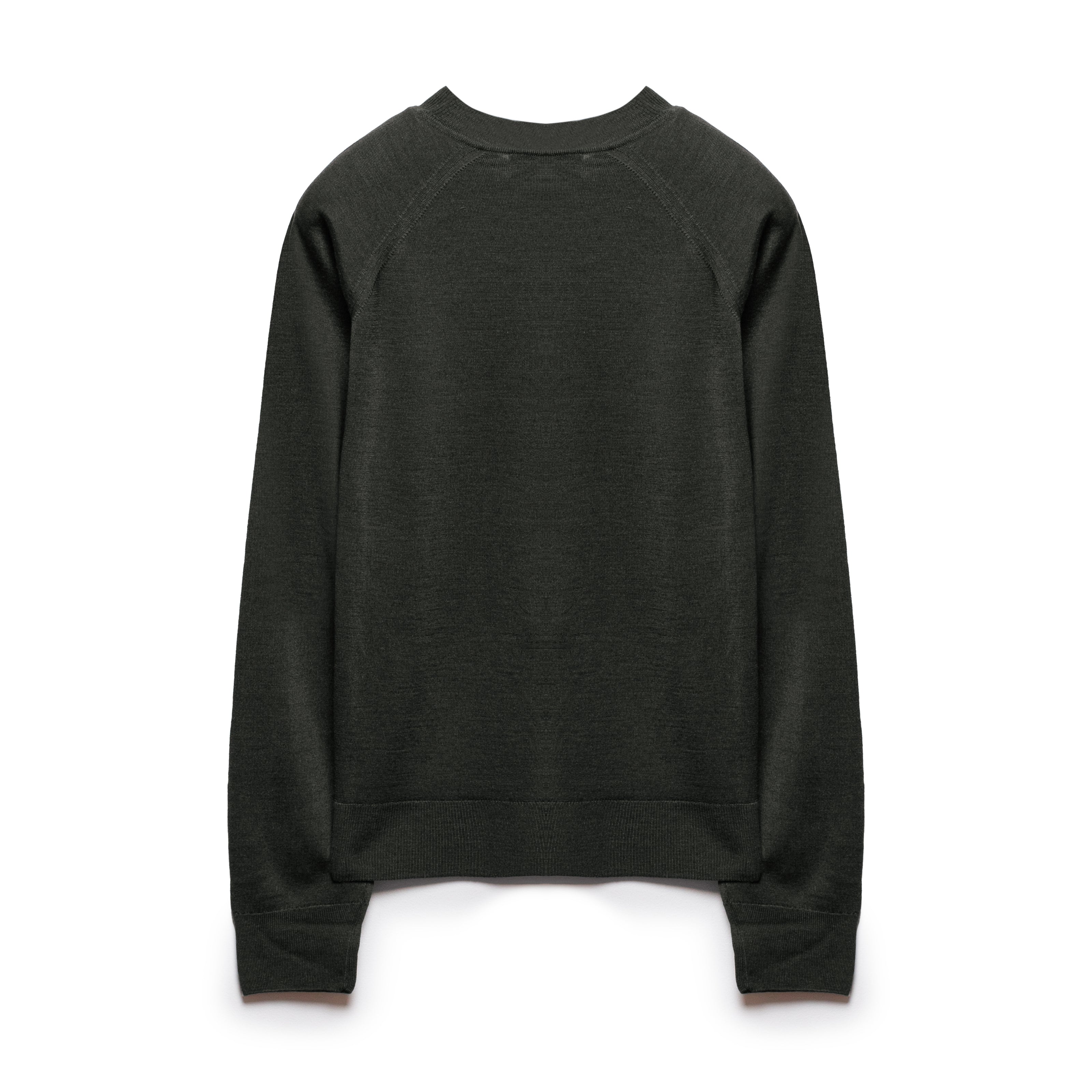 Crew Neck Wool and Silk Forest Moss