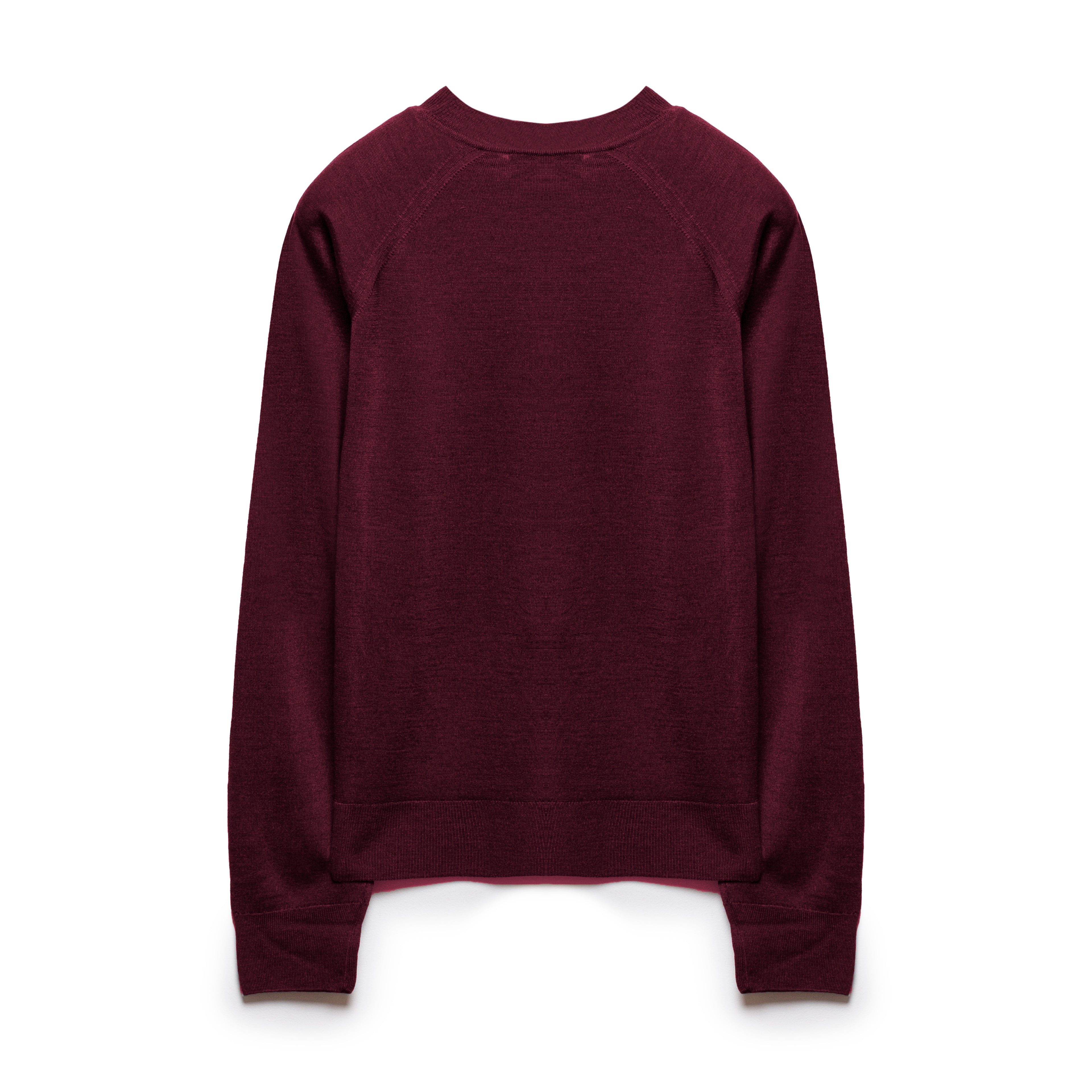 Crew Neck Wool and Silk Bordeaux