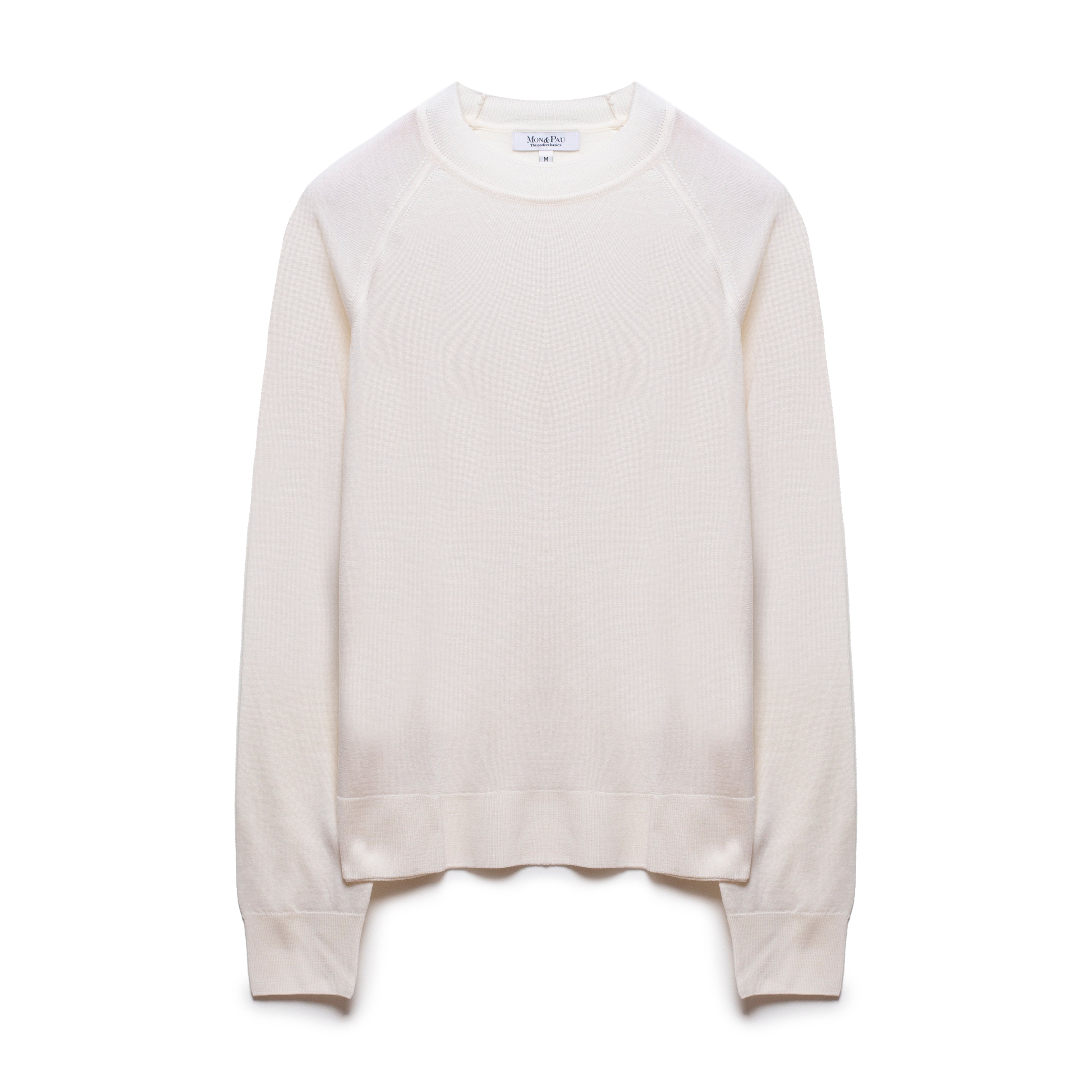 Crew Neck Wool and Silk Off White