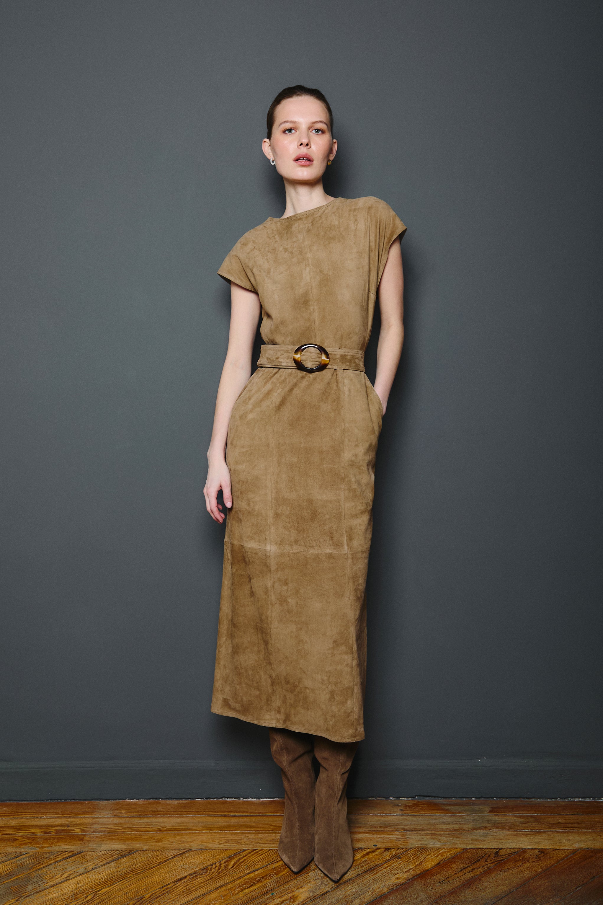 NICOLE DRESS LONDON FOG SUEDE
