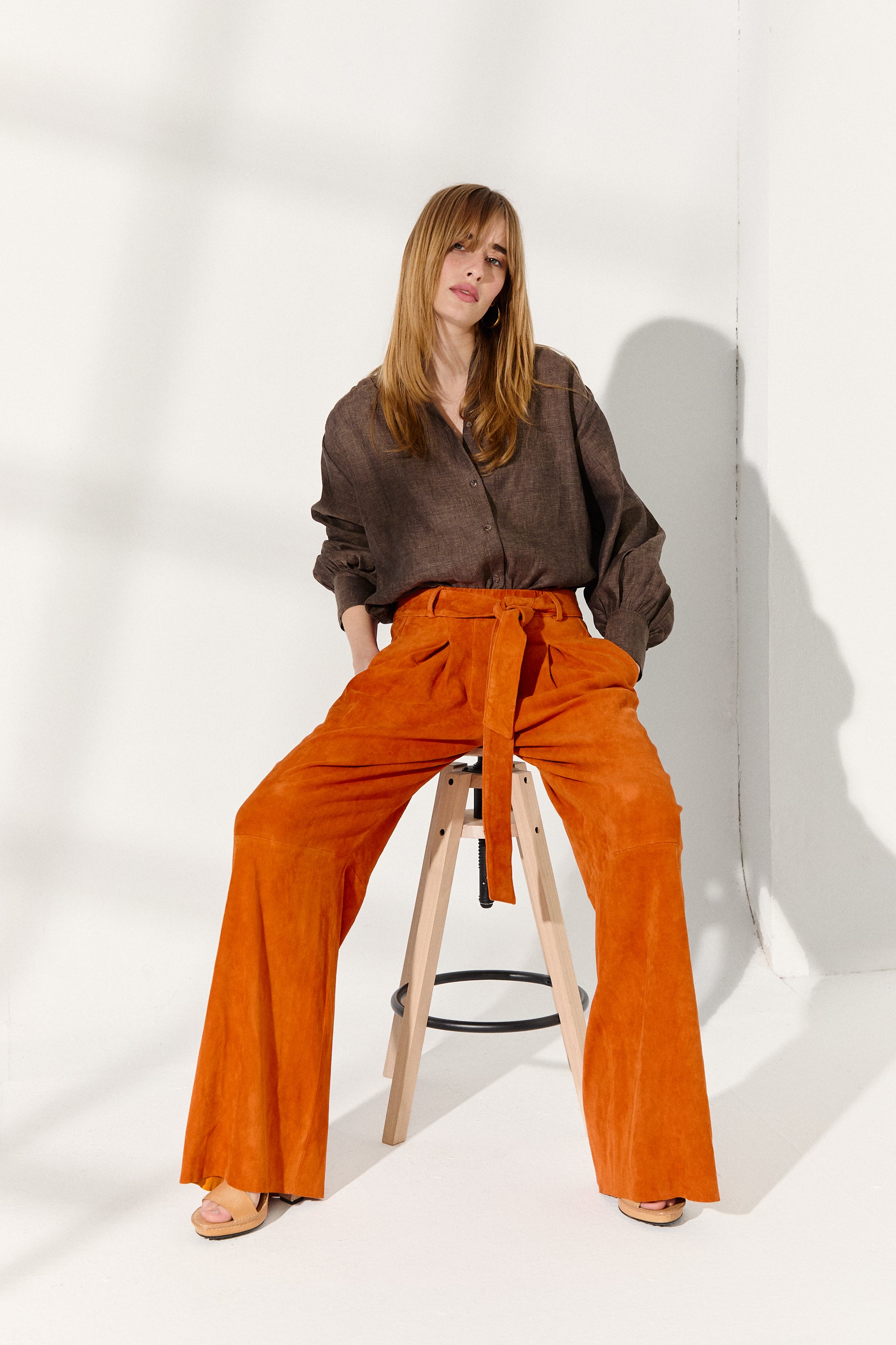 LUZ PANT SUN ORANGE SUEDE
